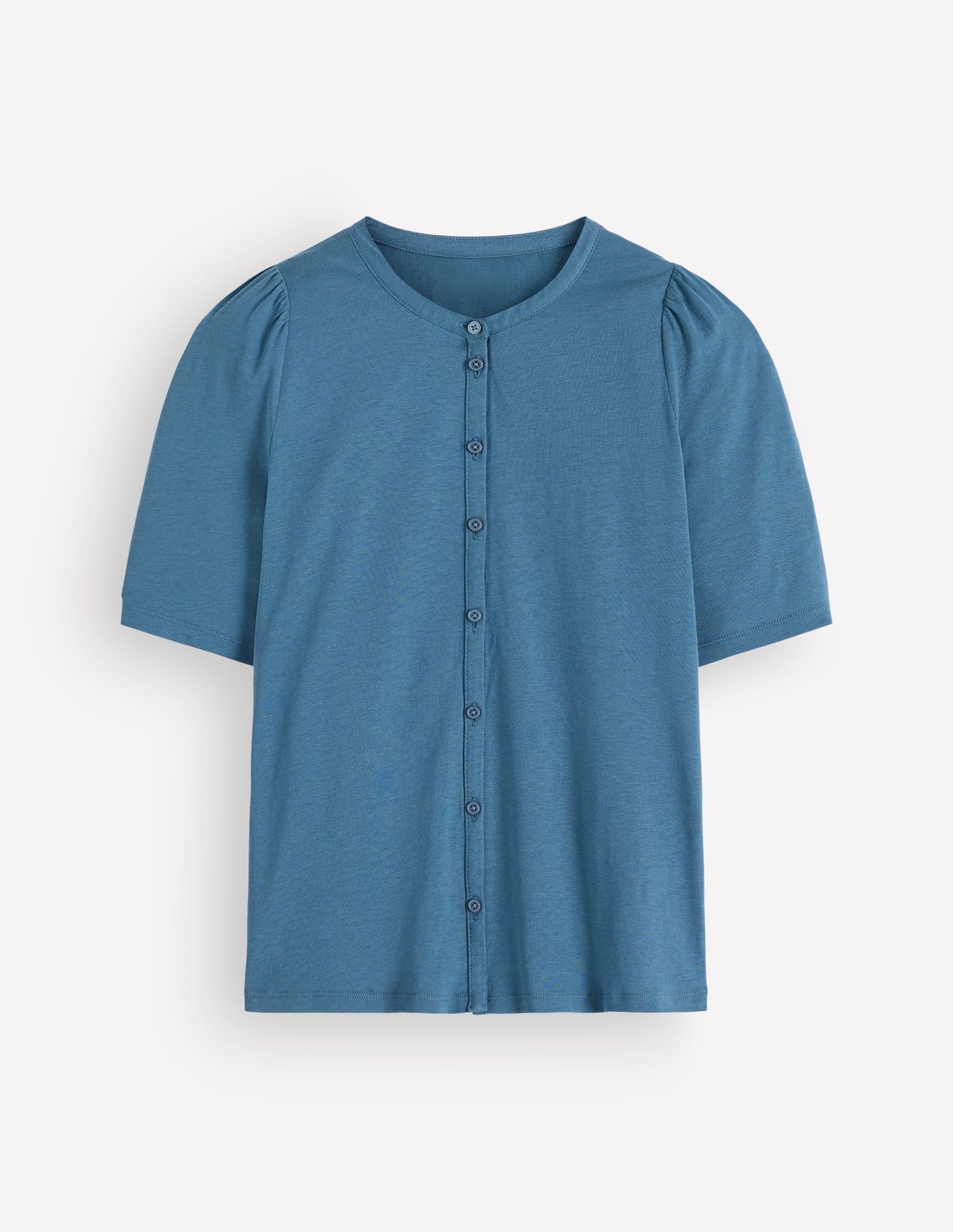 Kurzärmliges Oberteil mit Puffärmeln-Graublau-5