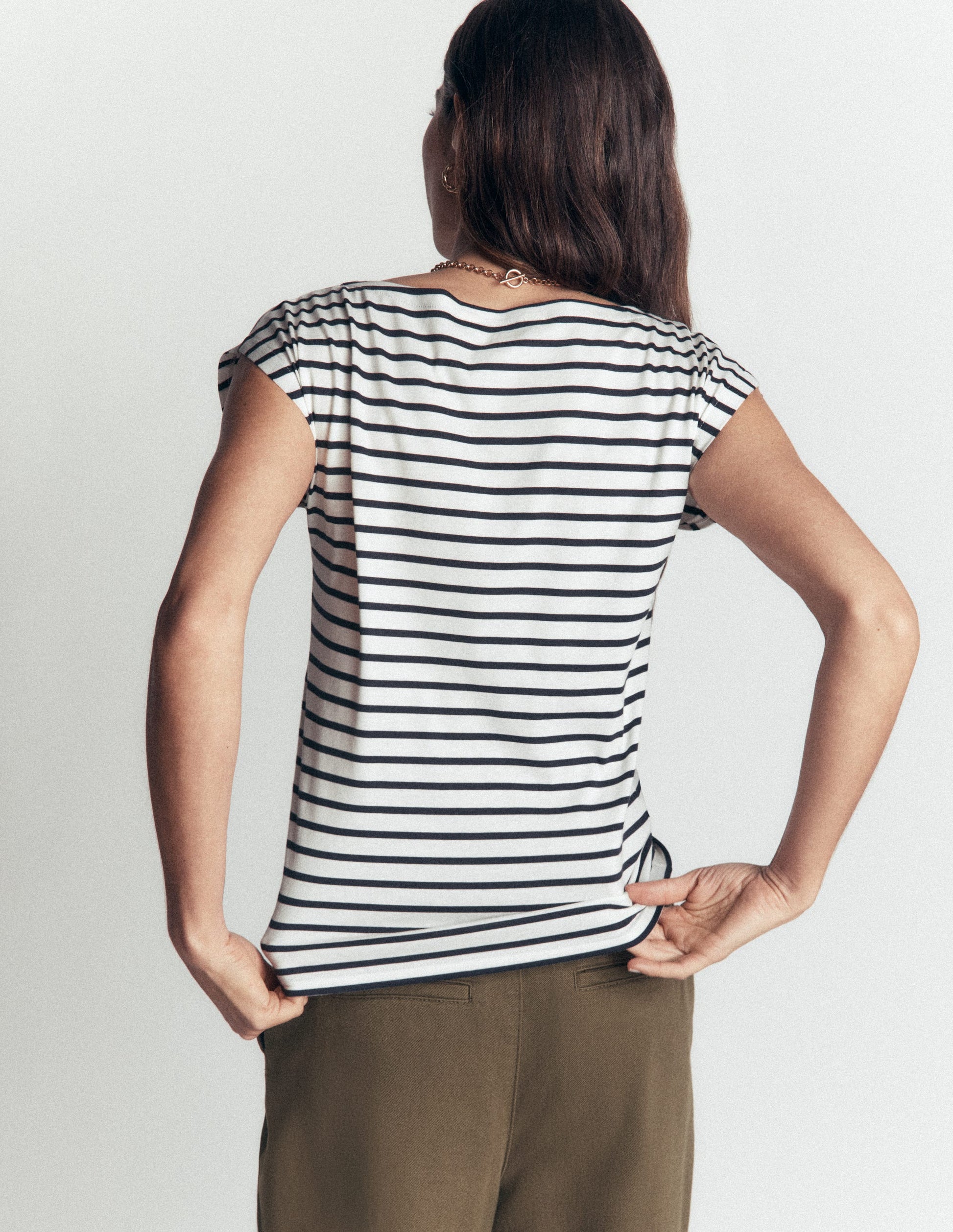 Supersoft Slash Neck T-Shirt-Ivory, Navy Stripe-3