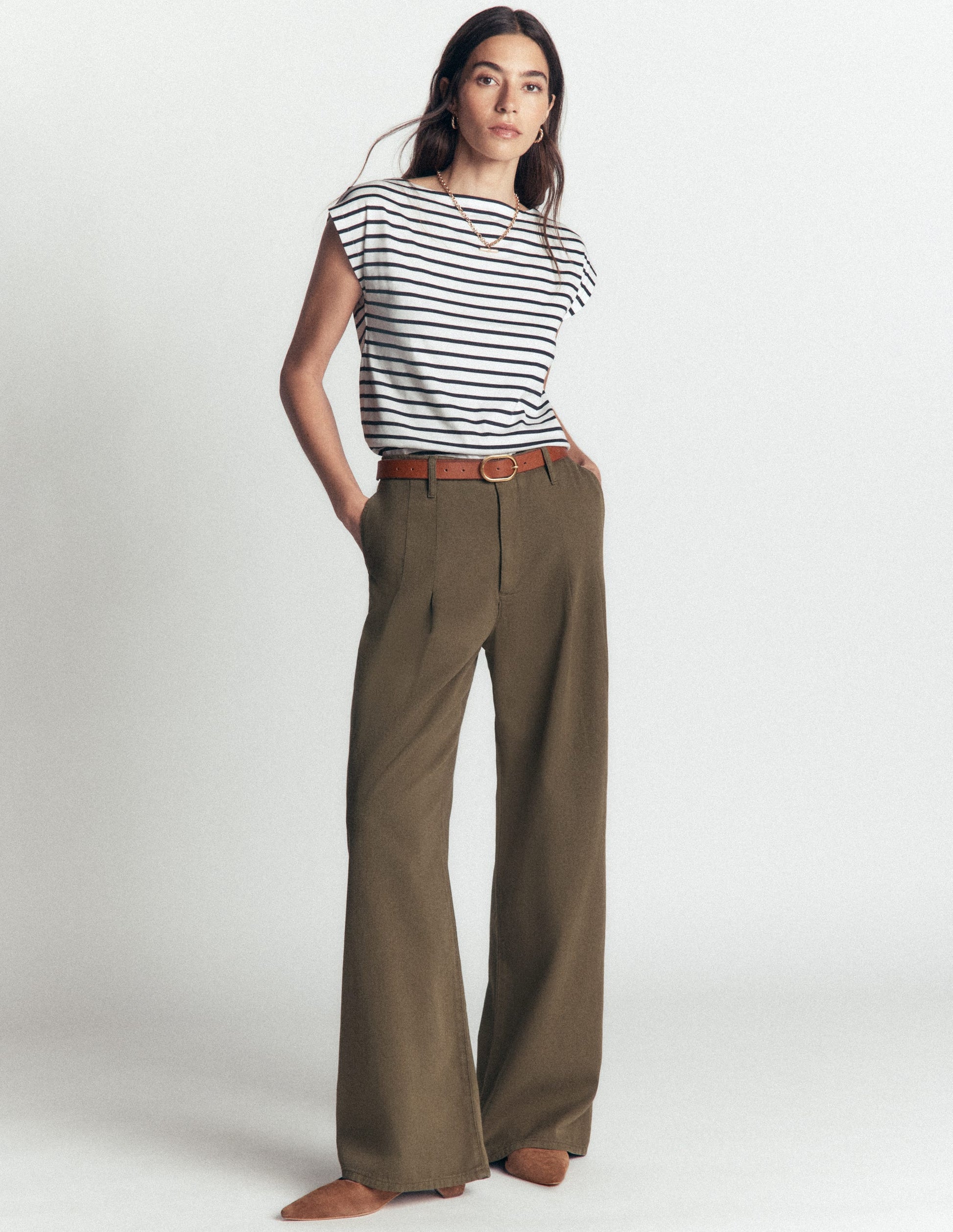 Supersoft Slash Neck T-Shirt-Ivory, Navy Stripe-4