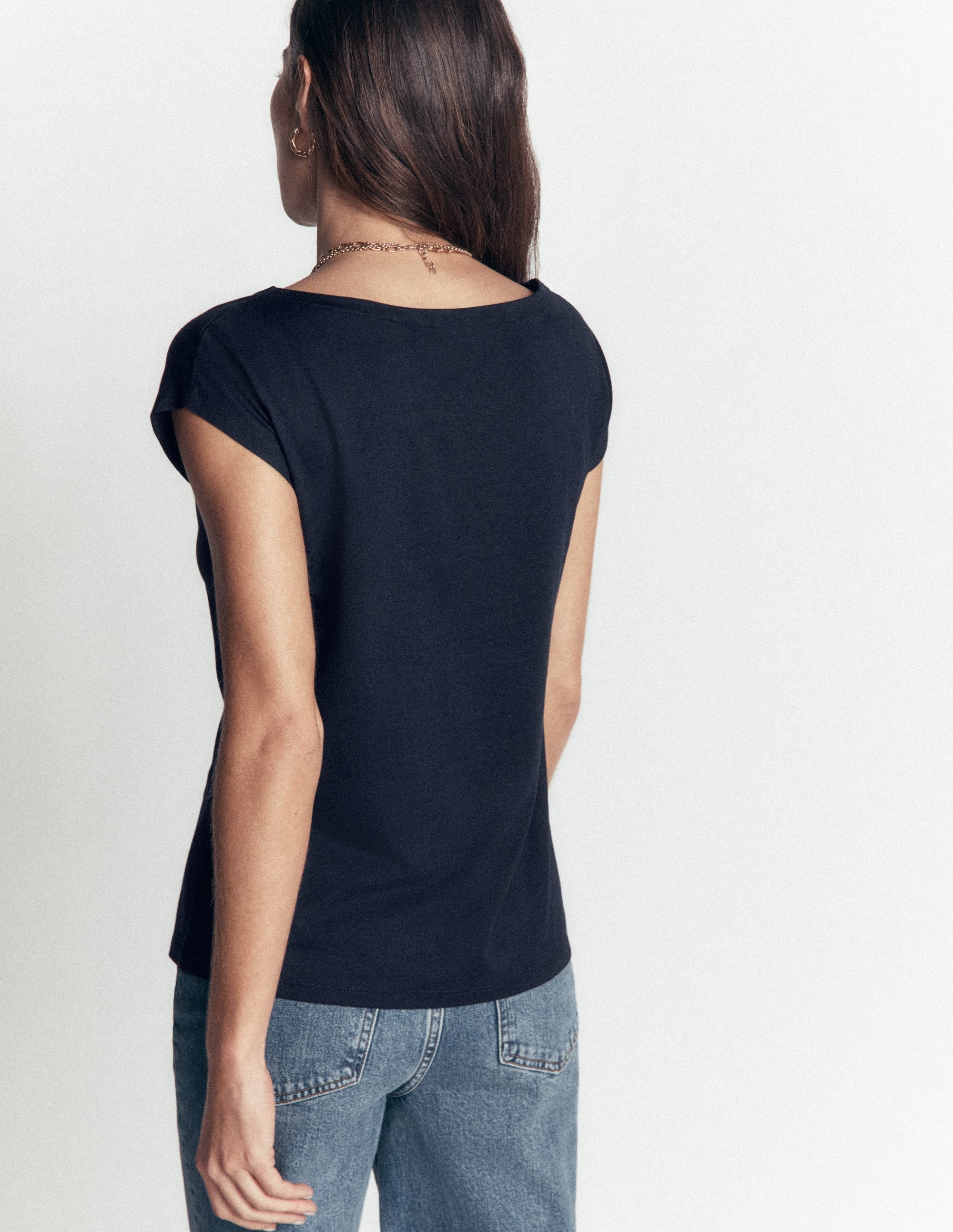 Superweiches T-Shirt mit U-Boot-Ausschnitt-Französisches Marineblau (19-3921 TCX) - Image 3