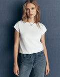 T-shirt ultra-doux à col large-Blanc