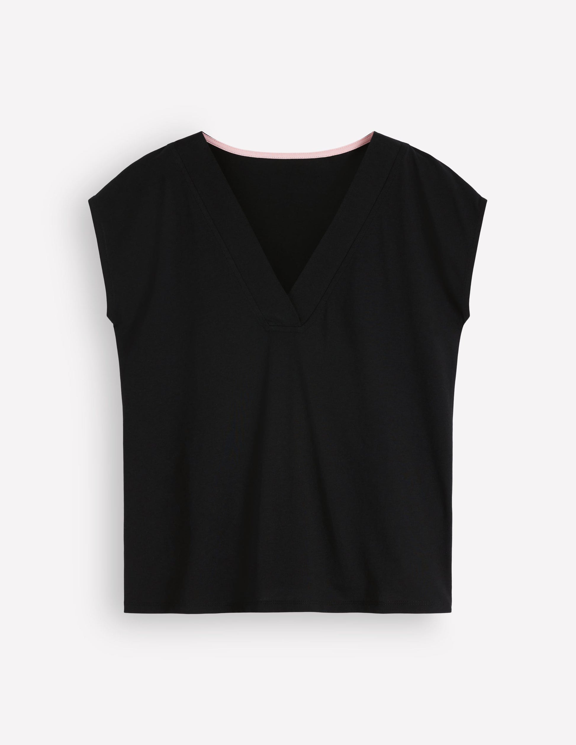 T-shirt Imi ultra-doux à col V-Noir-6
