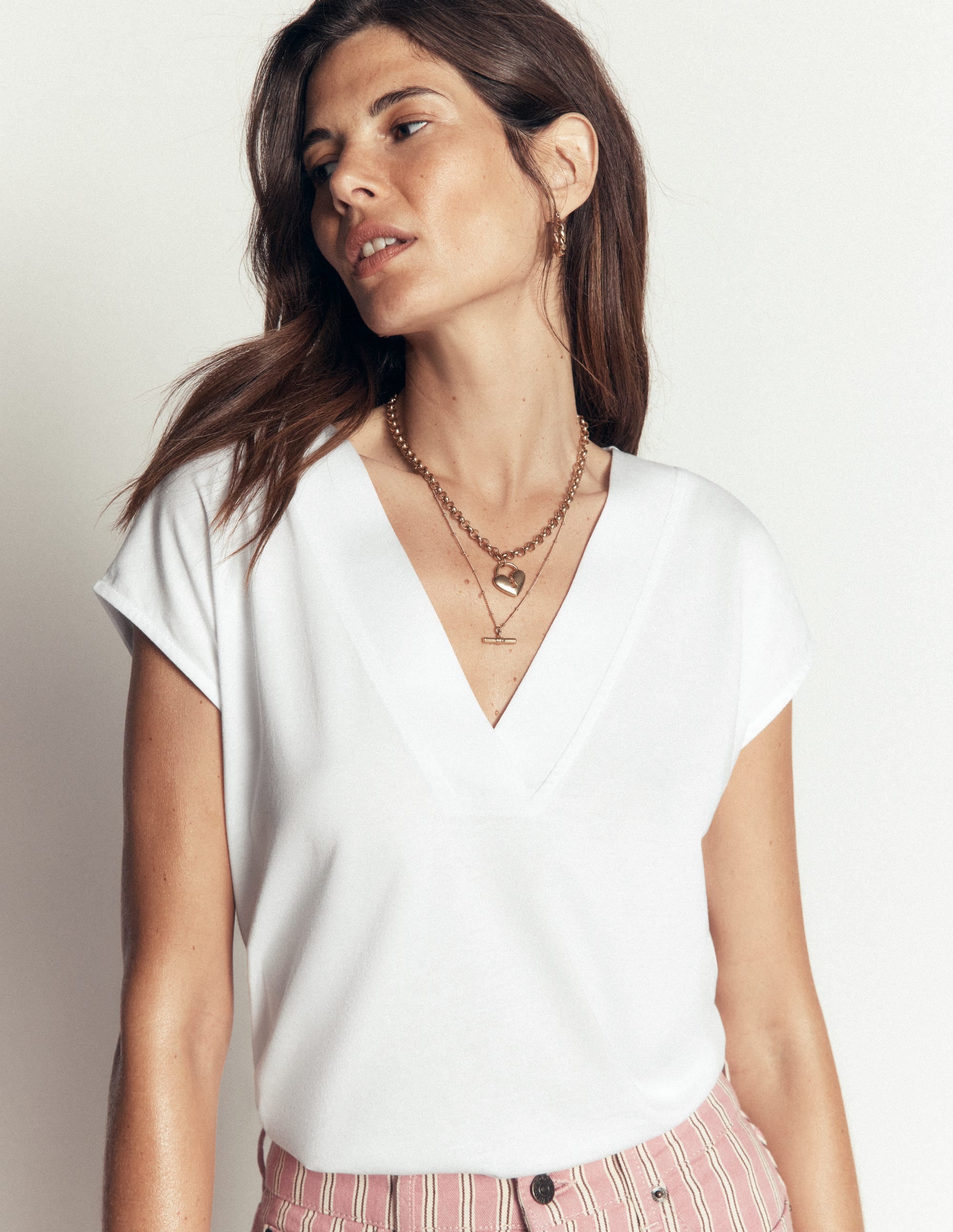 Imi Supersoft V-neck T-shirt-White - Image 4