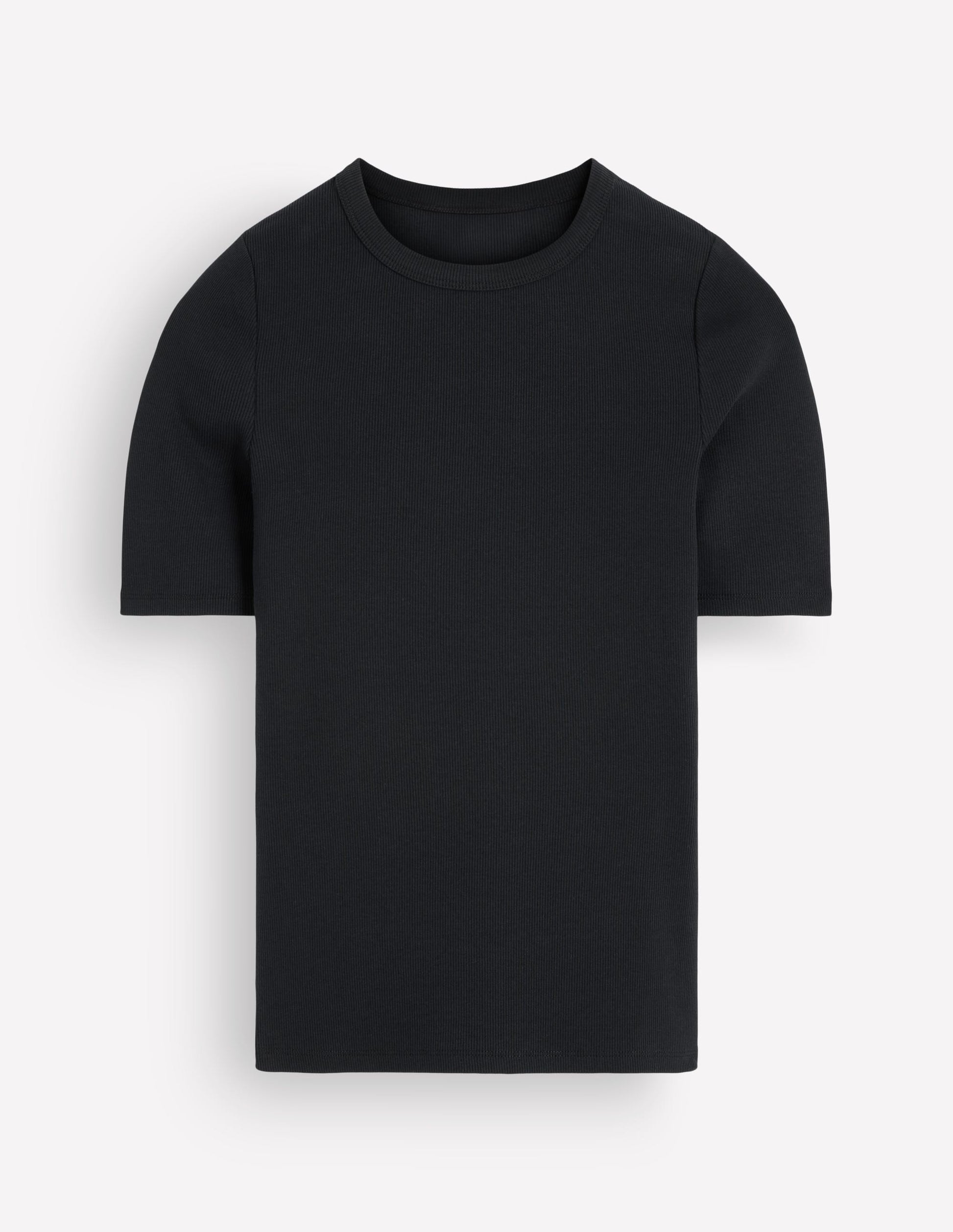 T-shirt côtelé en coton-Noir-6