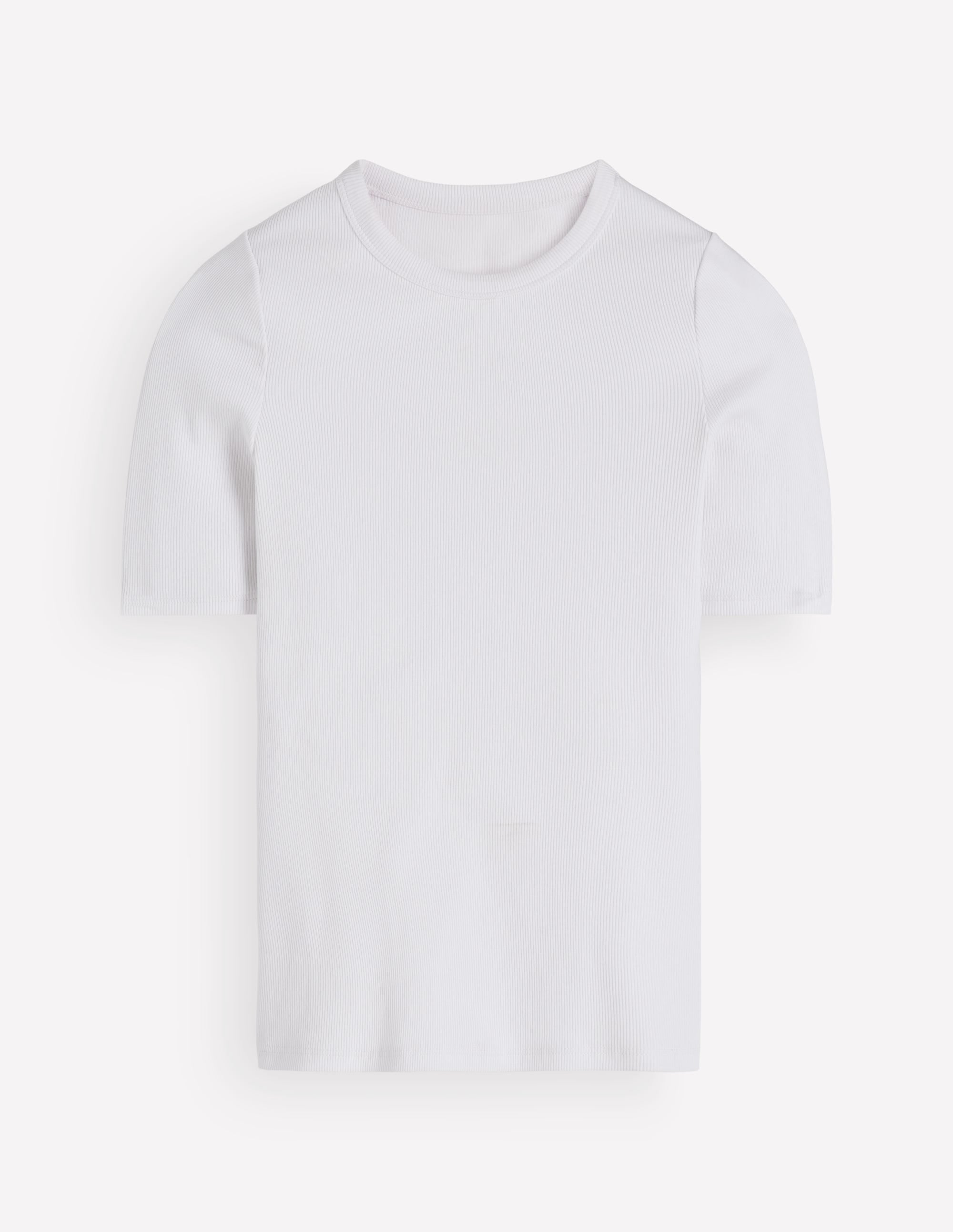 Geripptes Baumwoll-T-Shirt-Weiß - Image 5