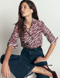 NOUVELLE Chemise Sienna en coton-Châtaigne, motif Zebra Swirl