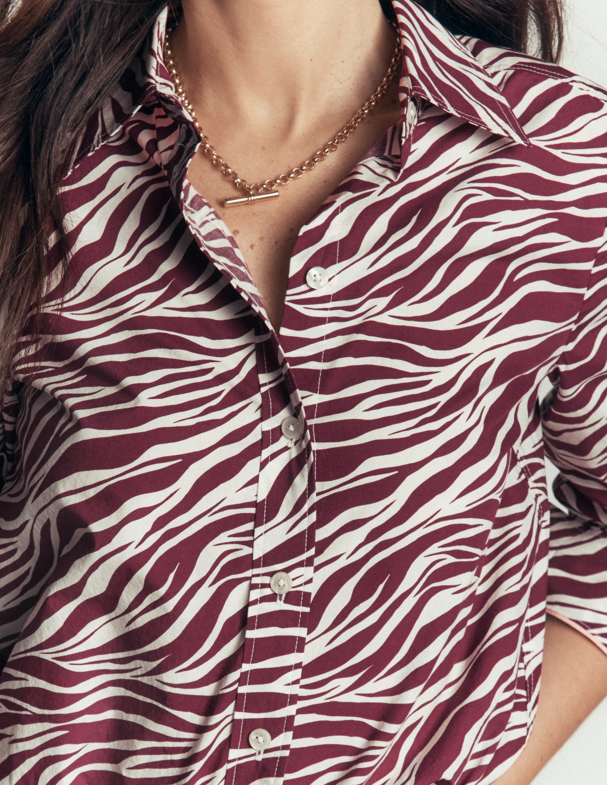 NOUVELLE Chemise Sienna en coton-Châtaigne, motif Zebra Swirl - Image 2