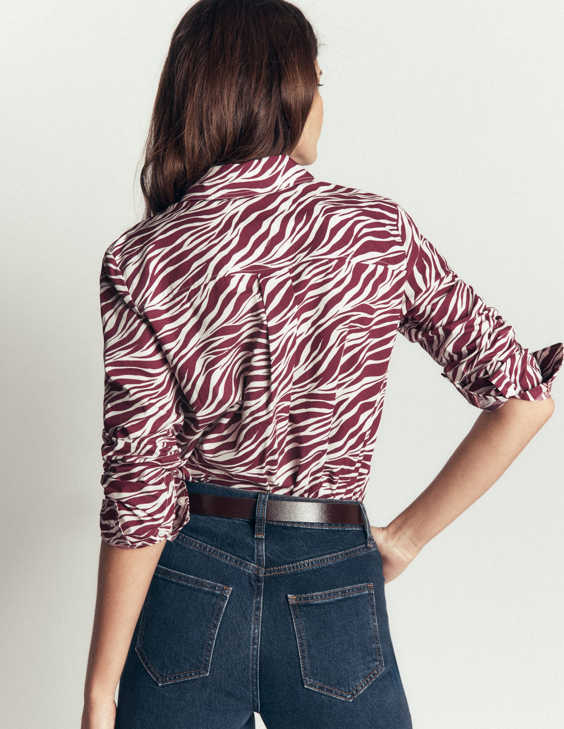 NOUVELLE Chemise Sienna en coton-Châtaigne, motif Zebra Swirl-3