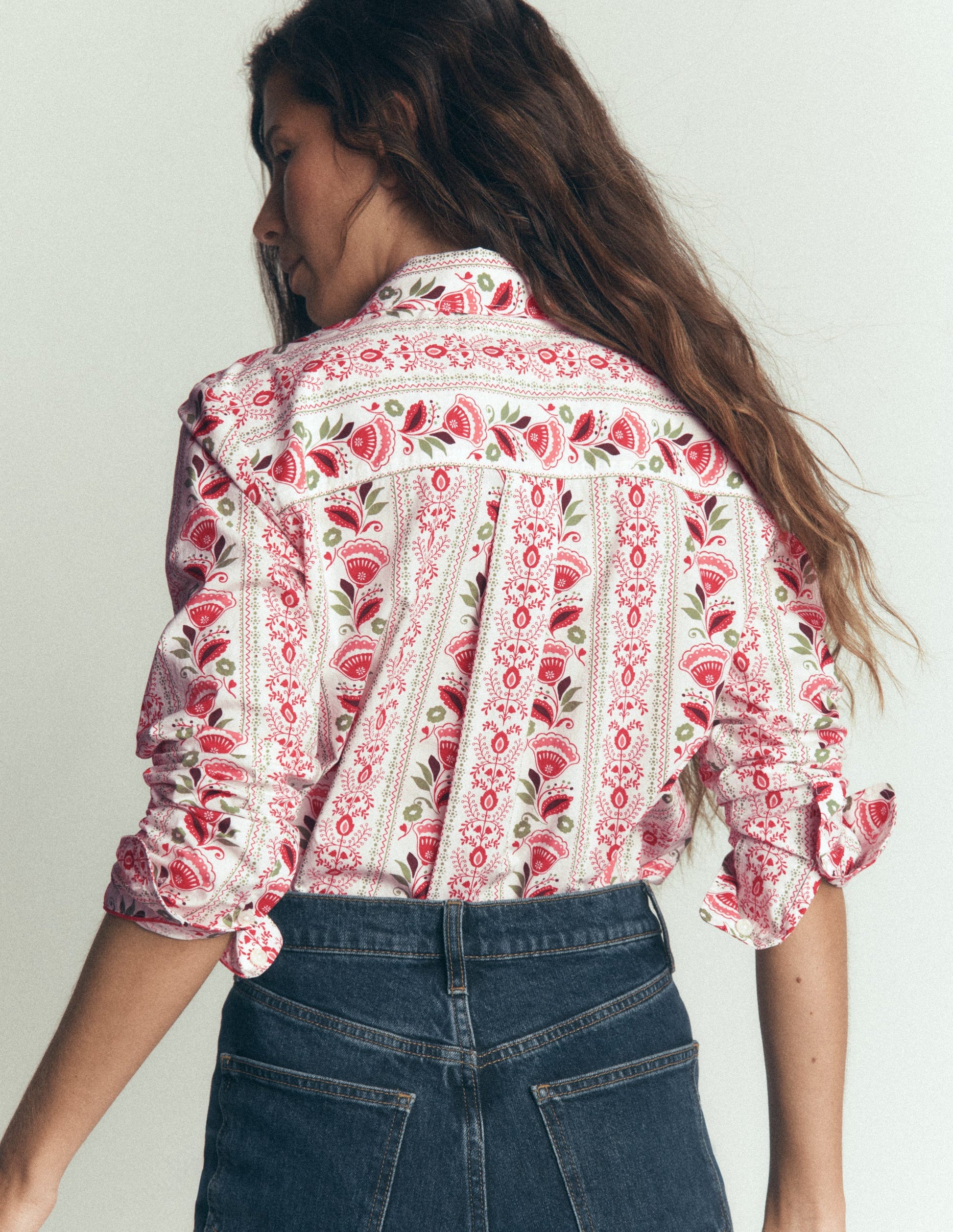 NOUVELLE Chemise Sienna en coton-Ivoire, motif Petal Trail-3