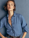 Sienna Kurzes, lockeres Jeanshemd-Hell Authentisch Denim