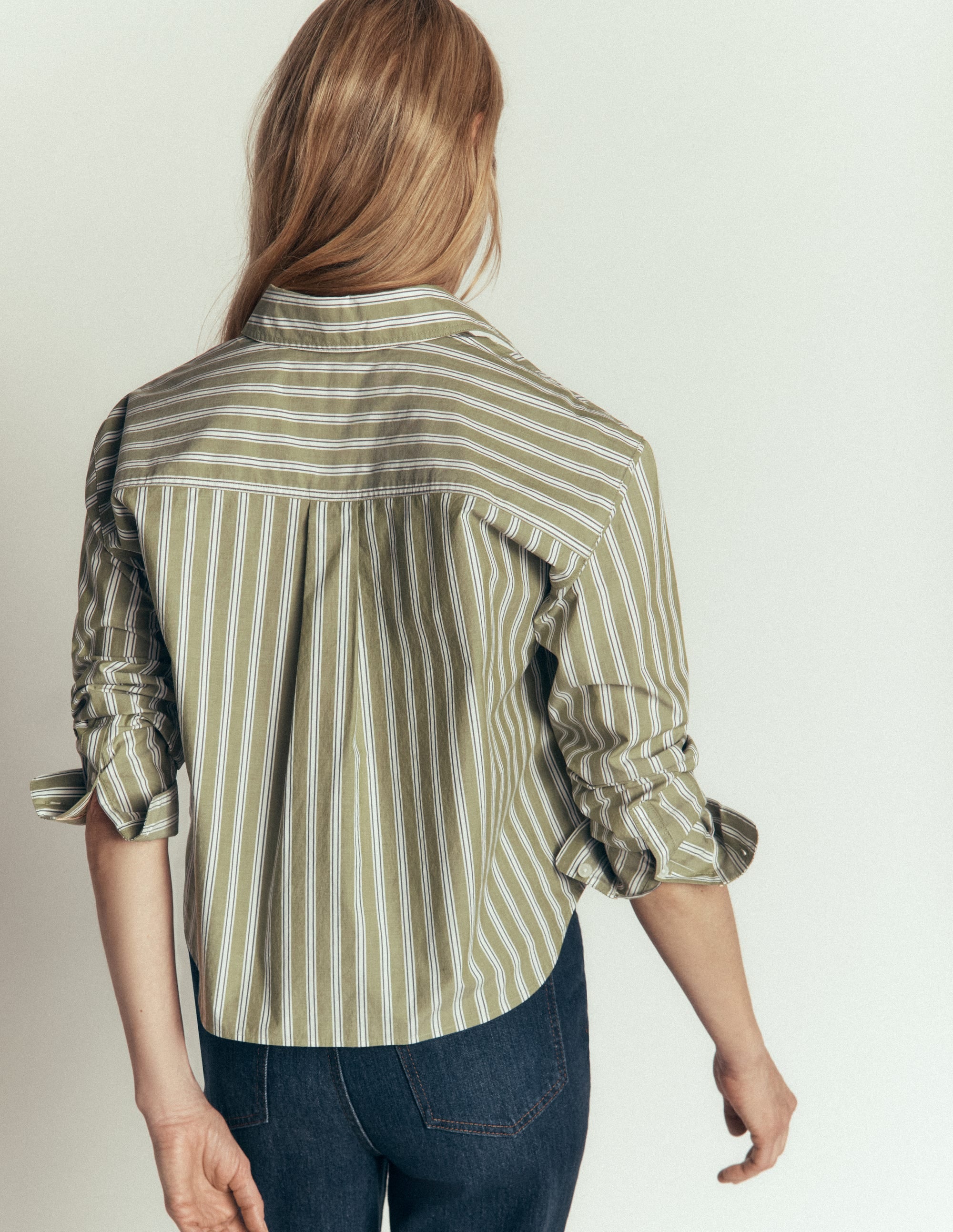 Chemise courte Sienna en coton-Rayé vert, blanc - Image 2