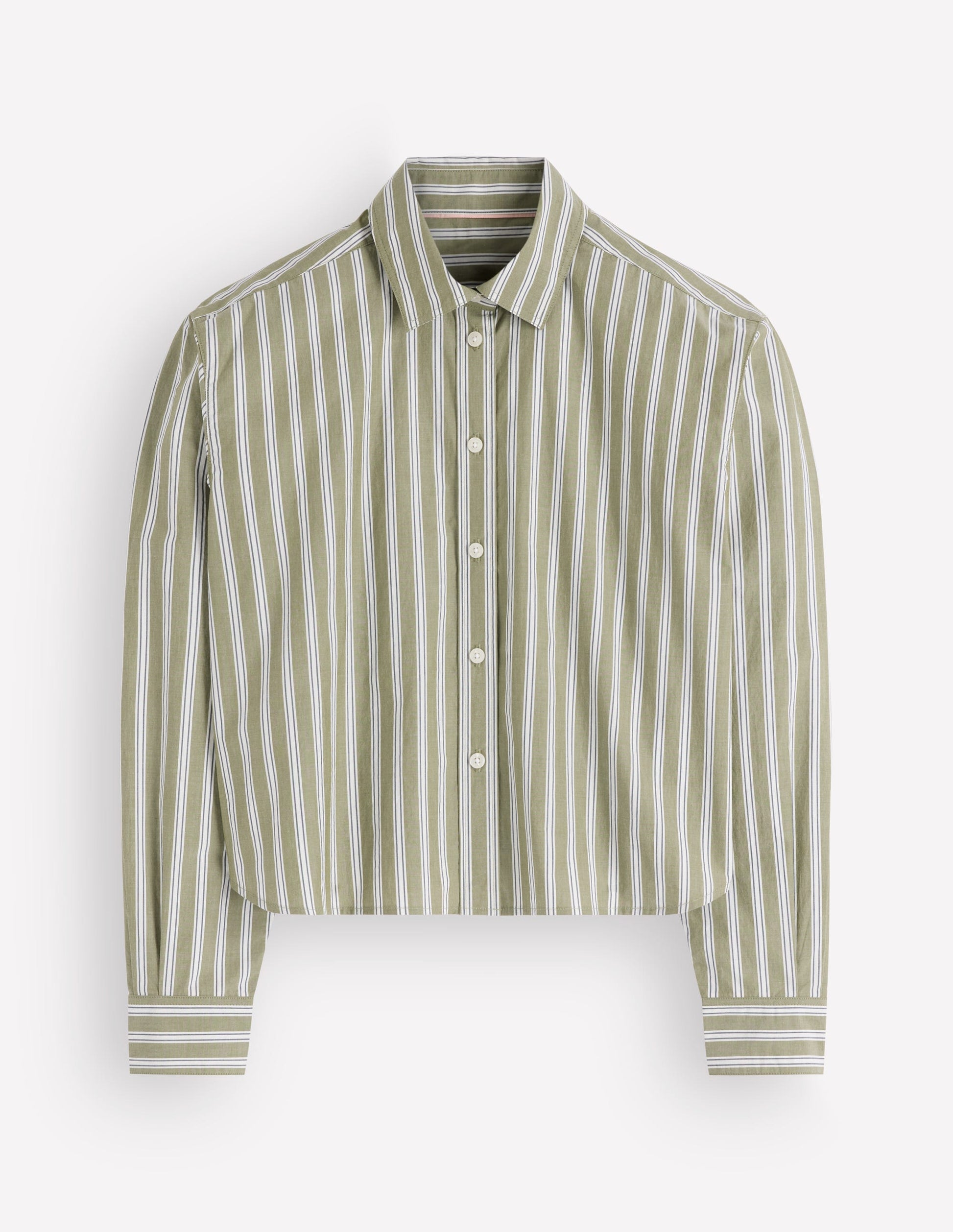 Chemise courte Sienna en coton-Rayé vert, blanc-7