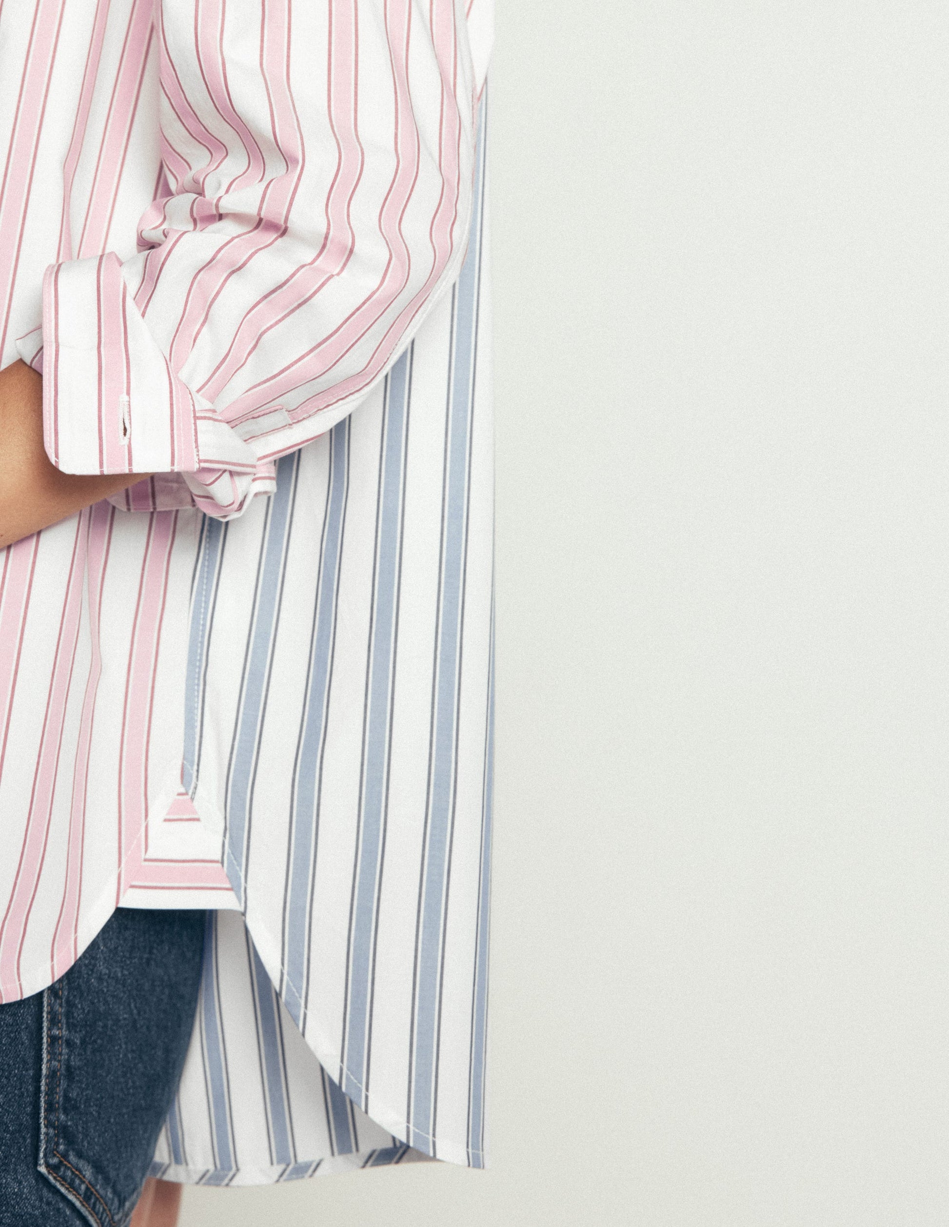Chemise Sienna décontractée en coton-Rose et bleu, rayé pêle-mêle-2