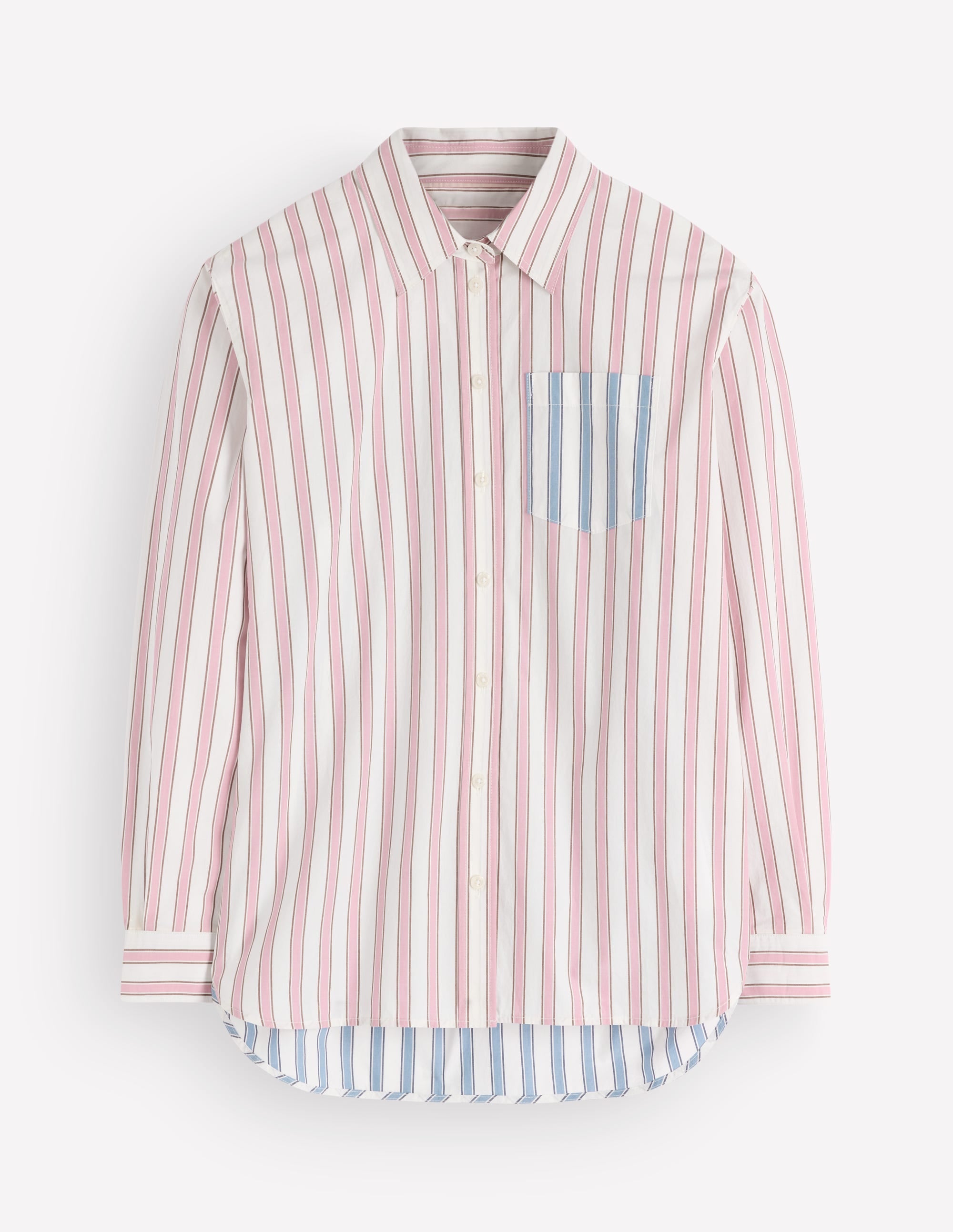 Sienna Lockeres Baumwollhemd-Rosa und Blau, Kuddelmuddel-Streifen - Image 7