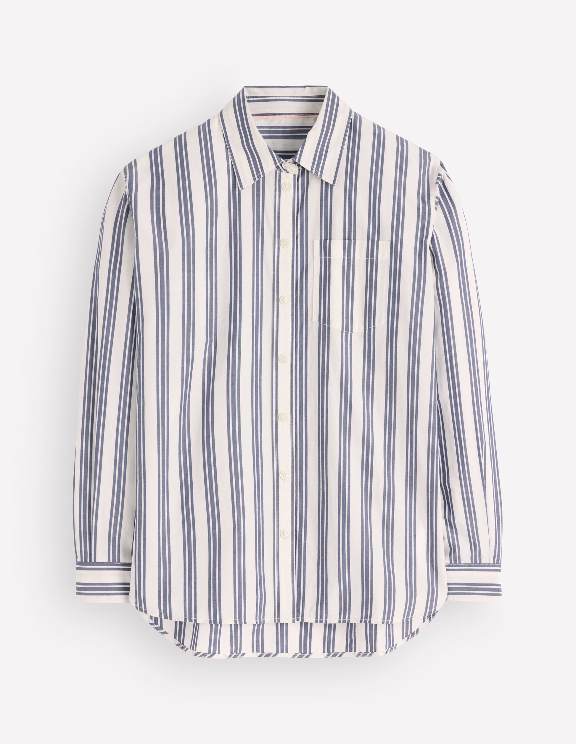 Chemise Sienna décontractée en coton-Rayé large bleu marine-5