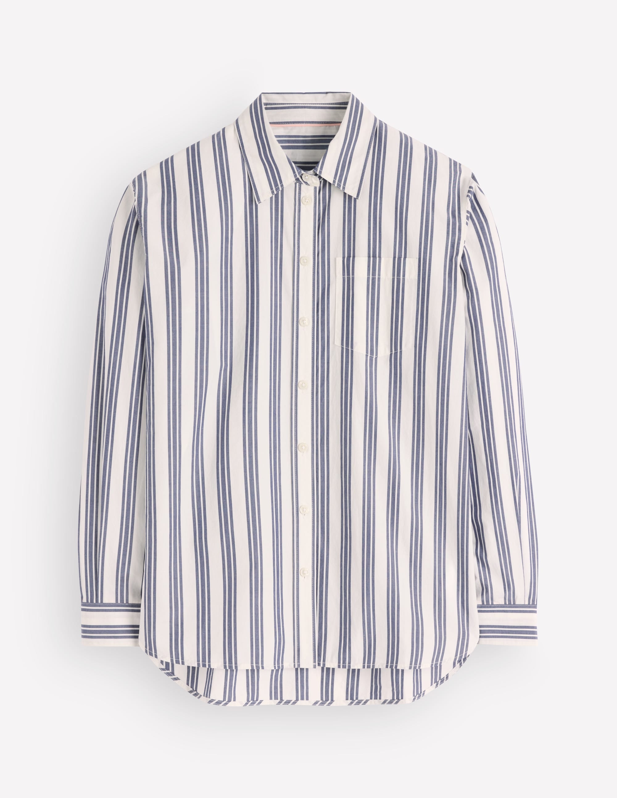Chemise Sienna décontractée en coton-Rayé large bleu marine - Image 5