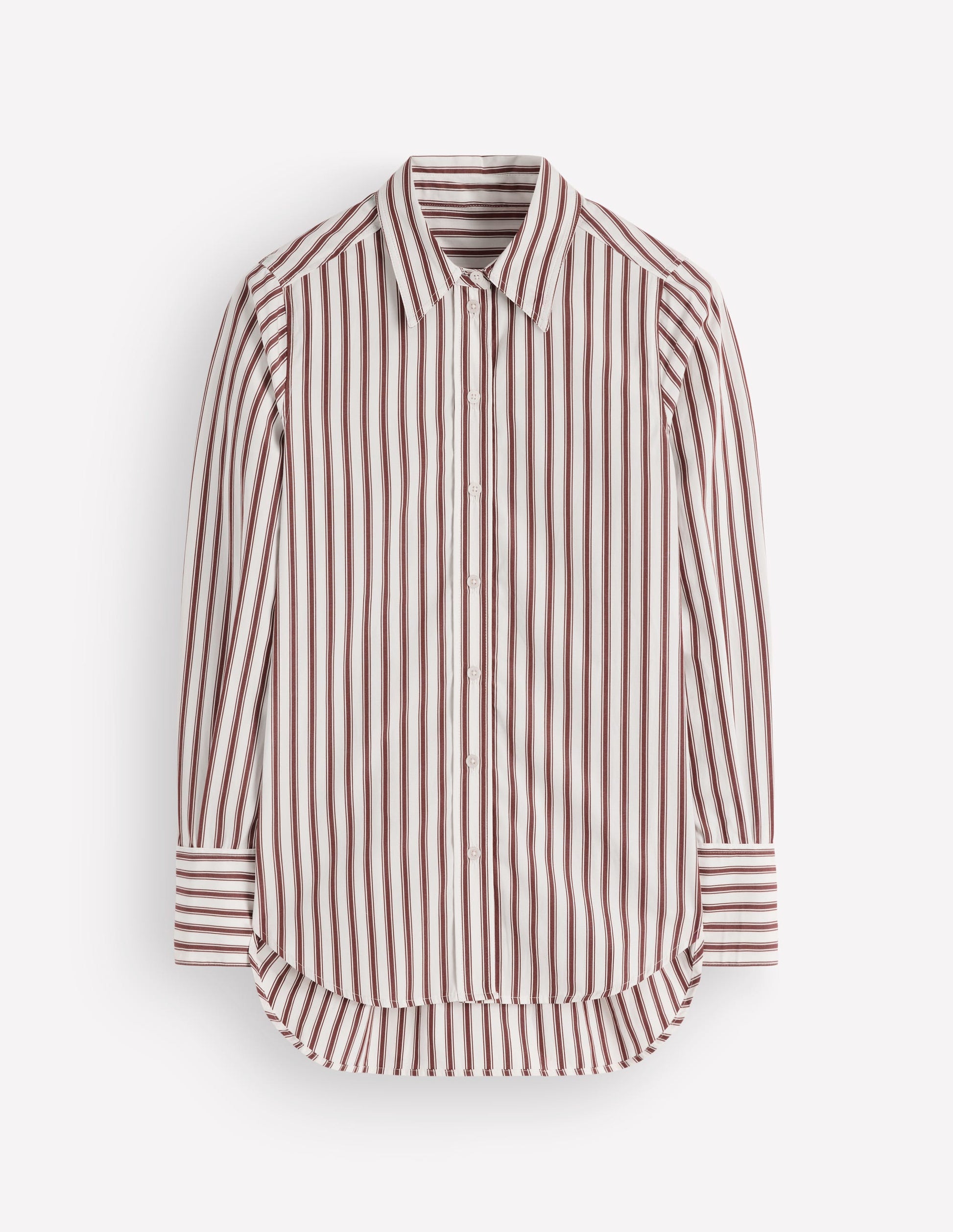 Chemise longue Anna en coton-Rayé marron et ivoire-5