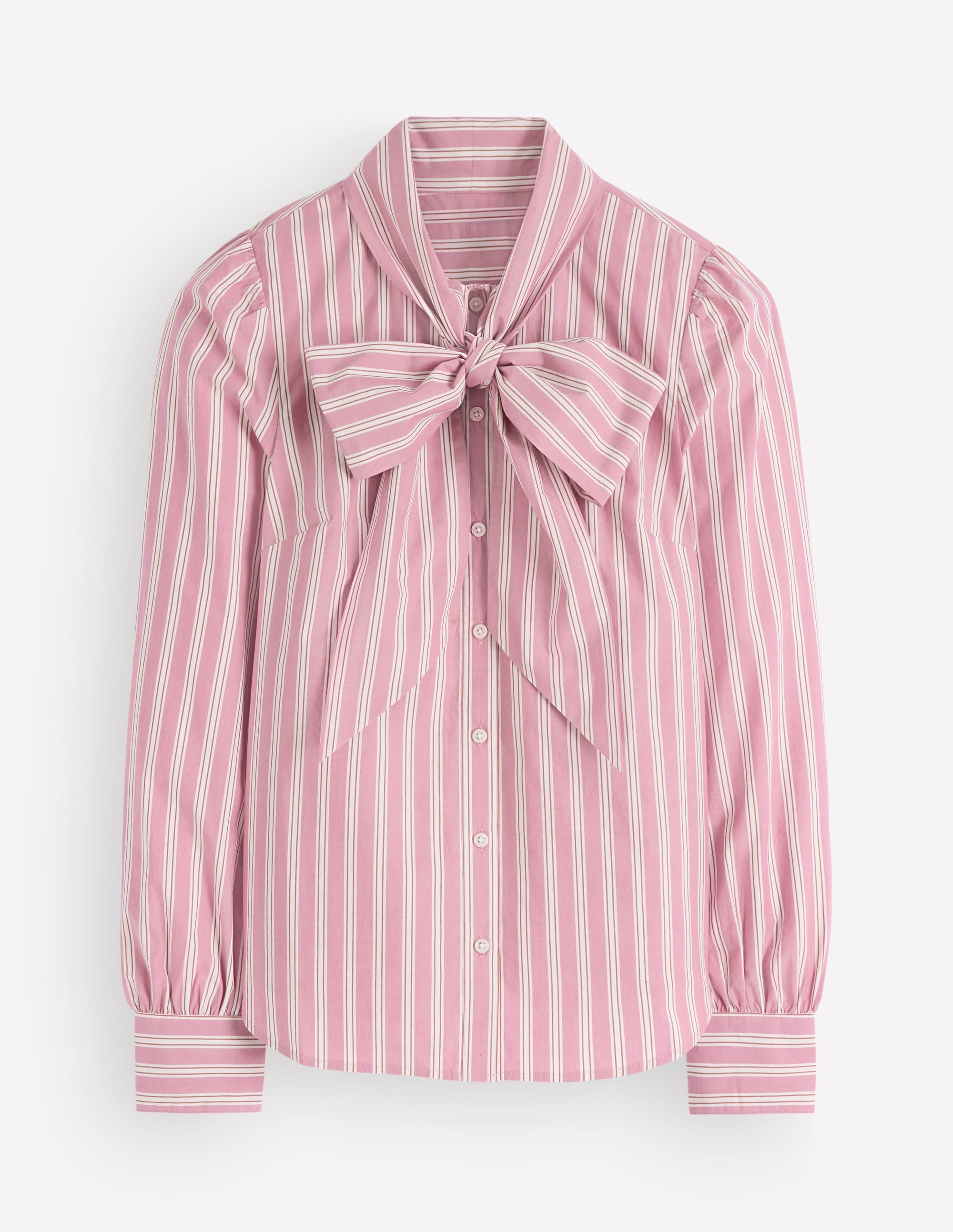 Top Clara à col lavallière-Rayé rose et marron - Image 8