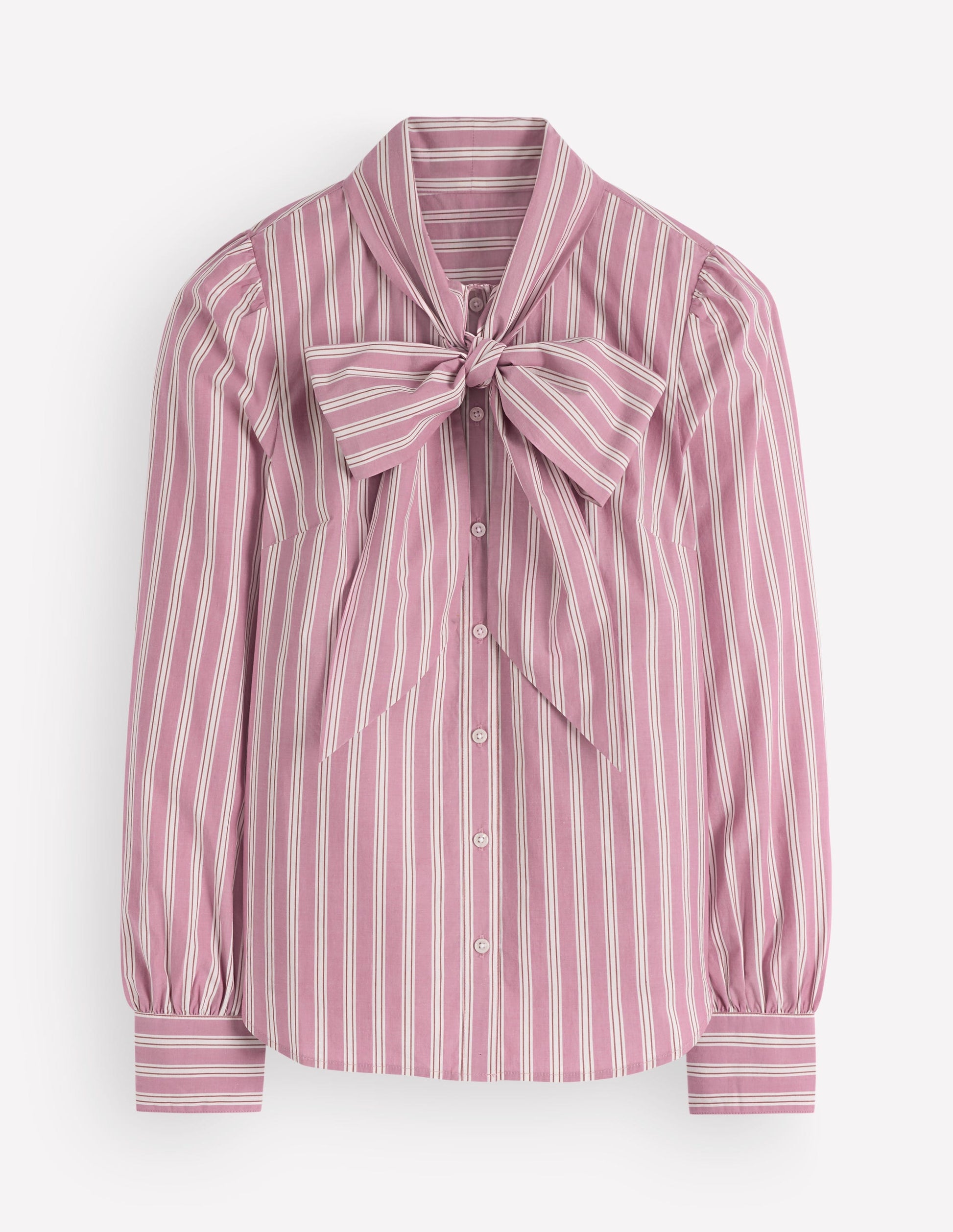 Clara Tie Neck Top-Pink and Brown Stripe-8