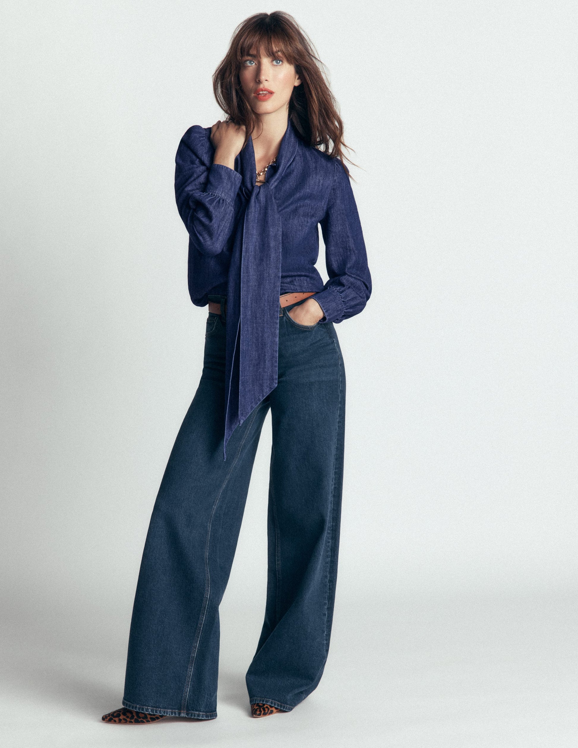 Clara Denim-Oberteil zum Binden-Dunkles Indigo-1