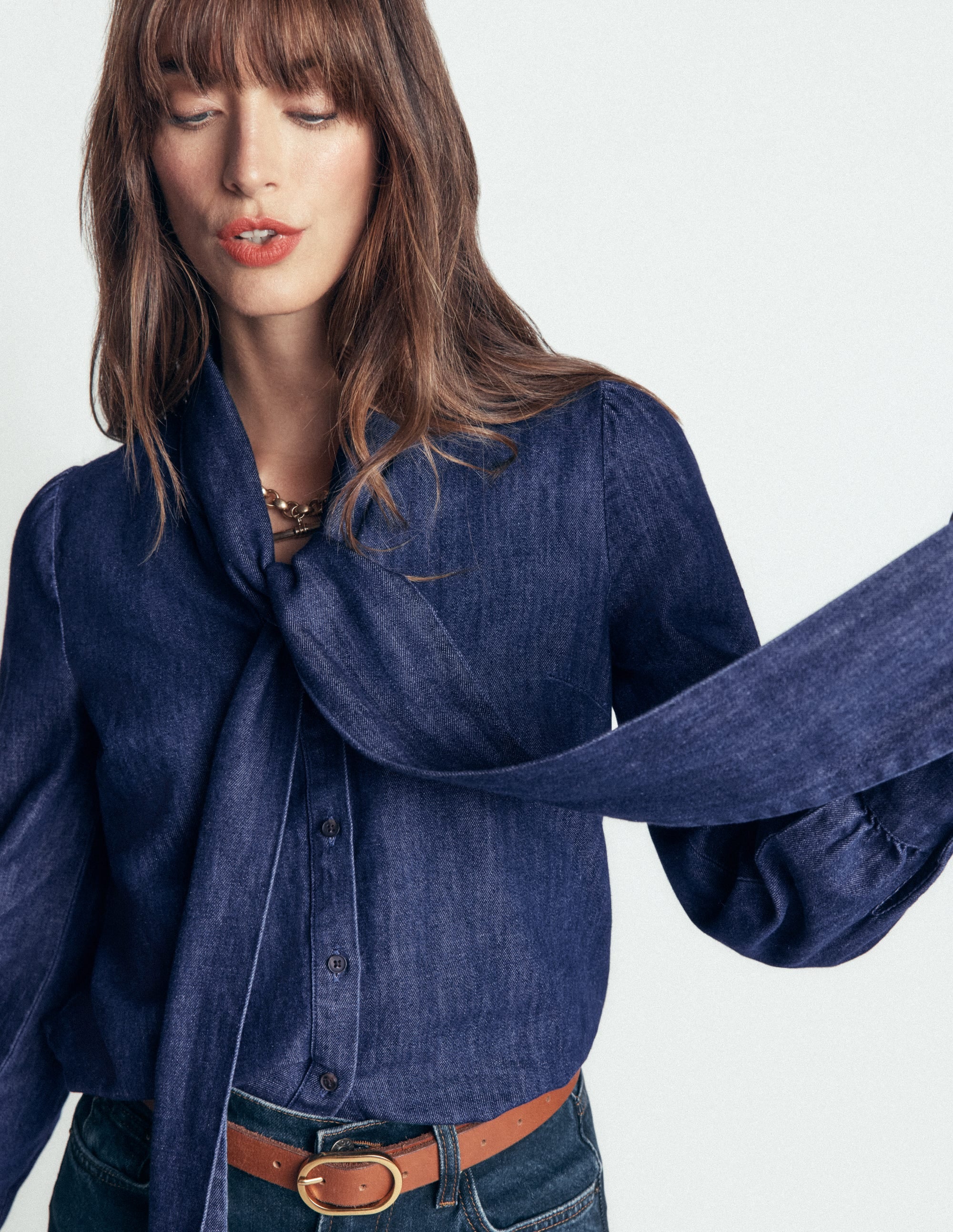 Clara Denim-Oberteil zum Binden-Dunkles Indigo - Image 2