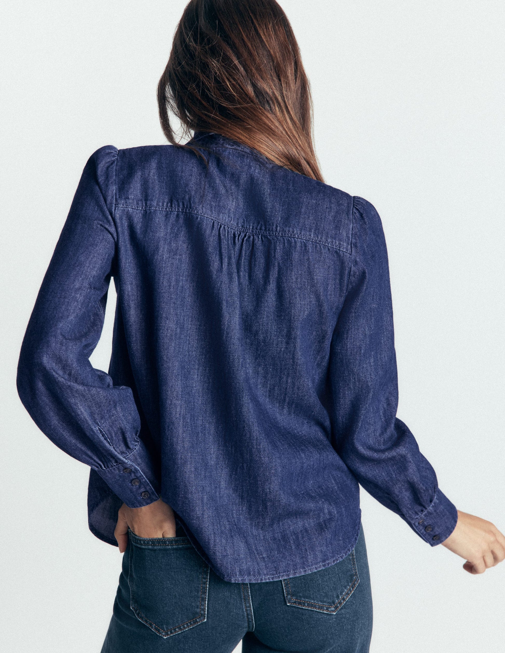 Clara Denim-Oberteil zum Binden-Dunkles Indigo-3