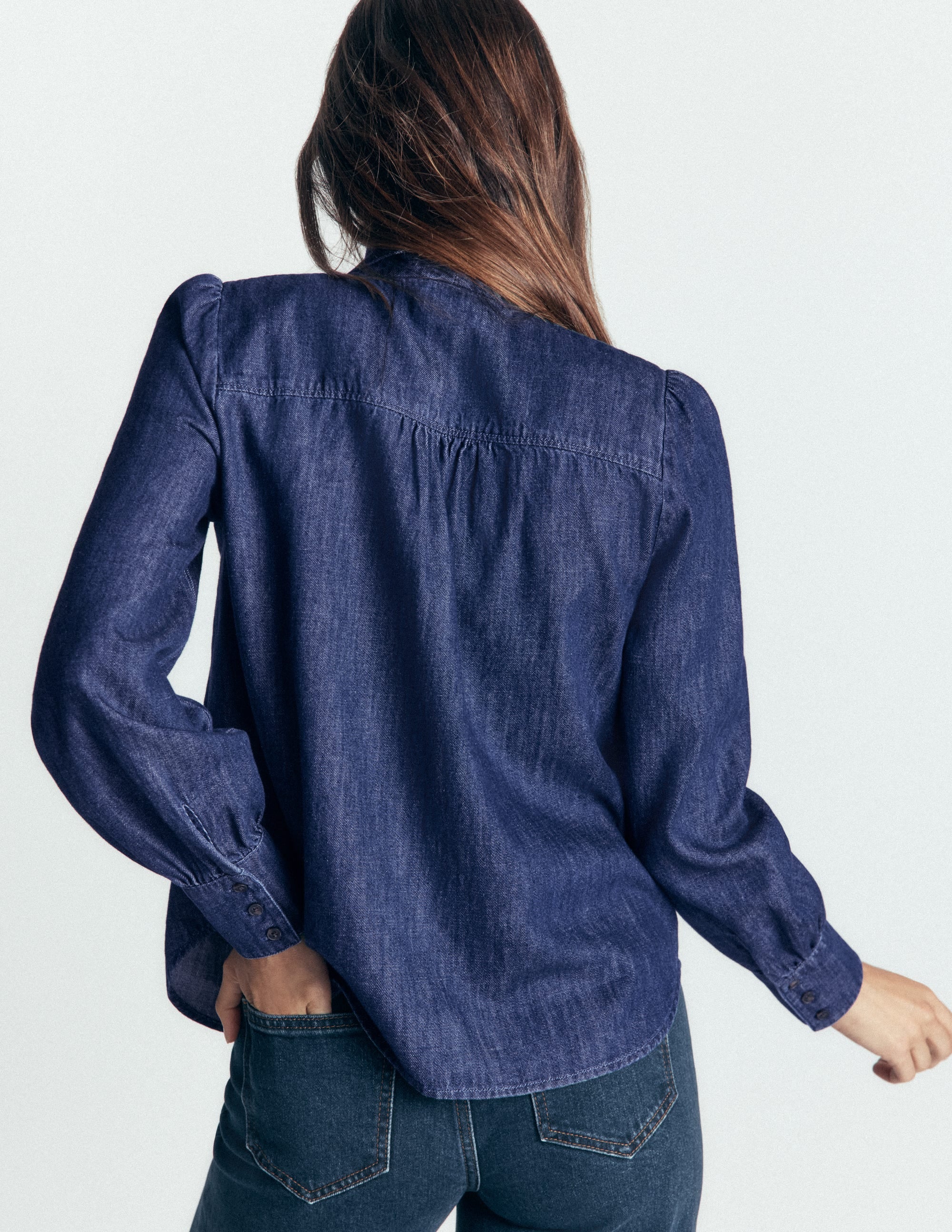Clara Denim-Oberteil zum Binden-Dunkles Indigo - Image 3