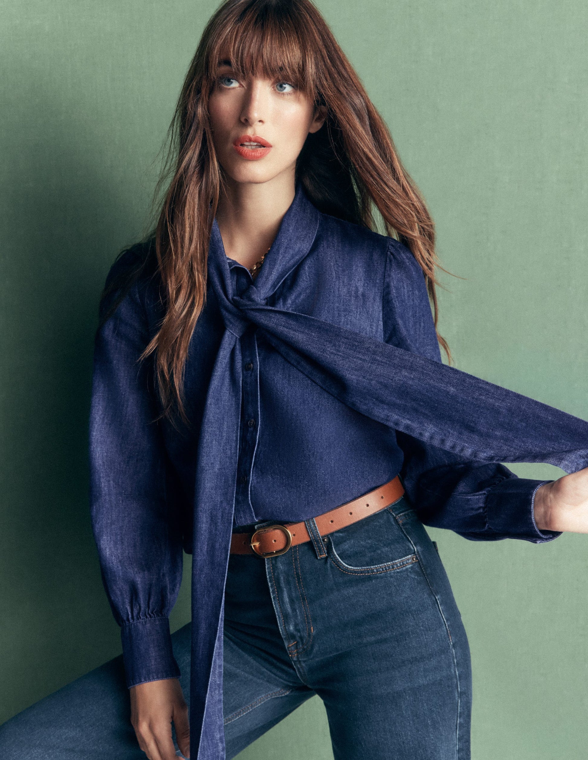 Clara Denim-Oberteil zum Binden-Dunkles Indigo-5