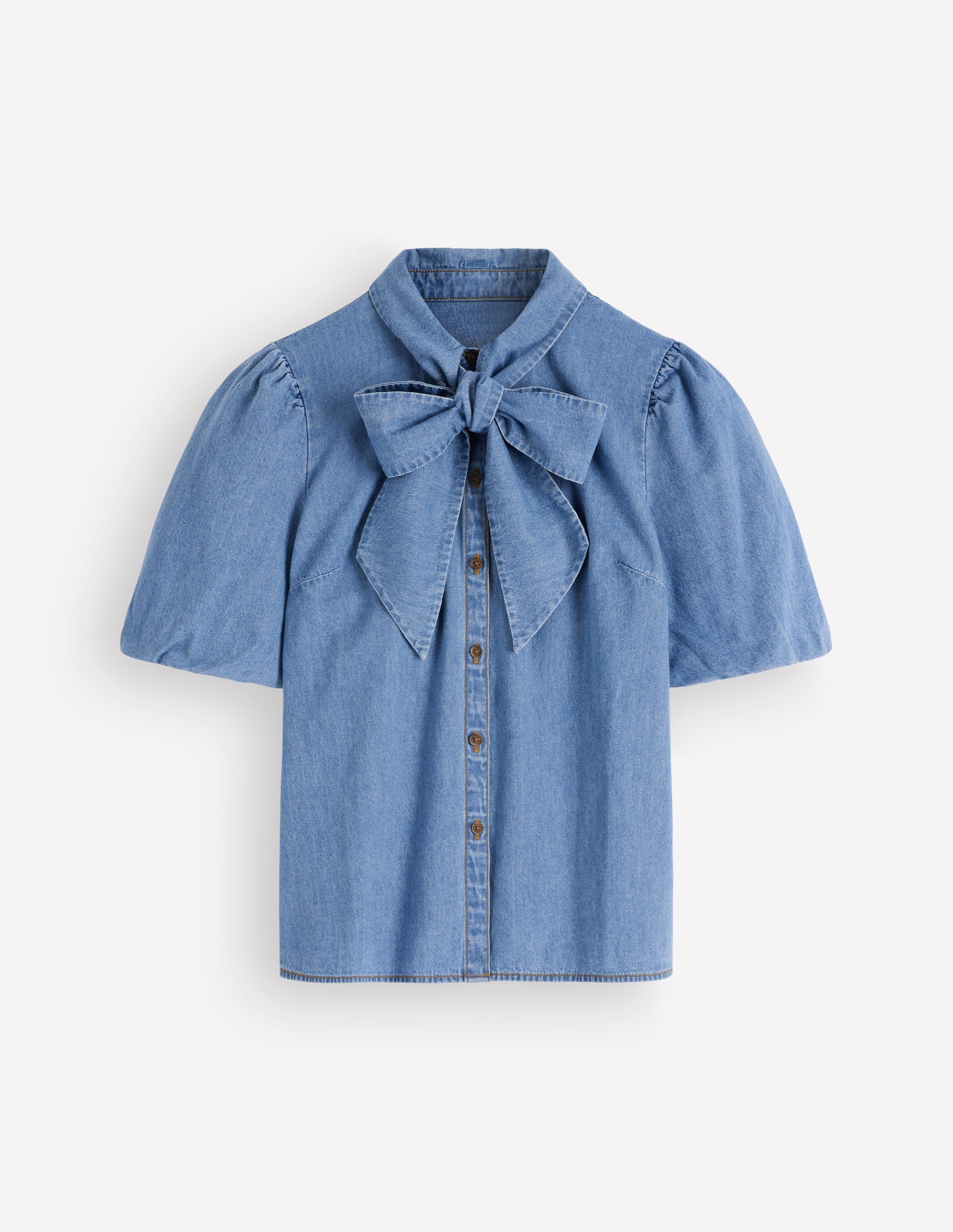 Schluppenbluse aus Denim-Ausgeblichene Optik - Image 7