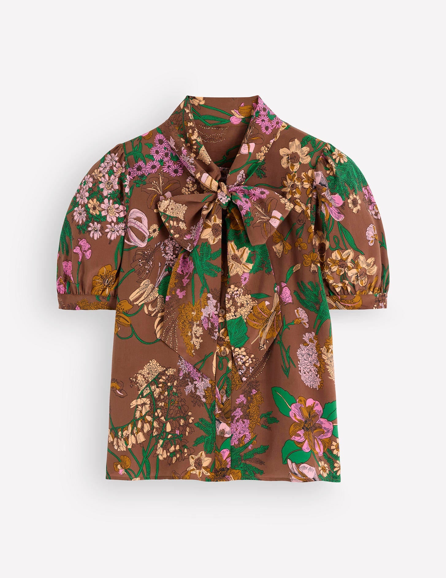 Seidenoberteil mit Bindeband am Ausschnitt-Wald, Originelles Blumenmuster-8
