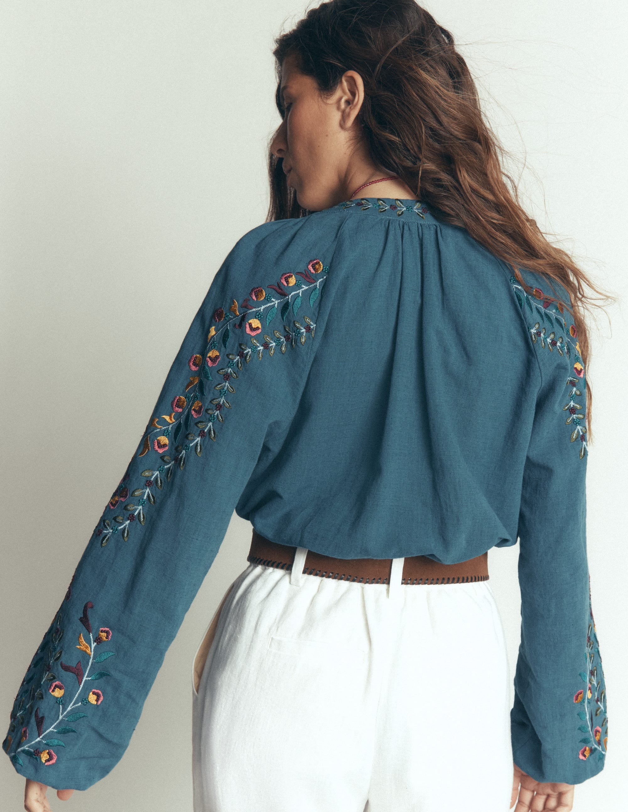Besticktes Raglan-Oberteil-Blau - Image 3