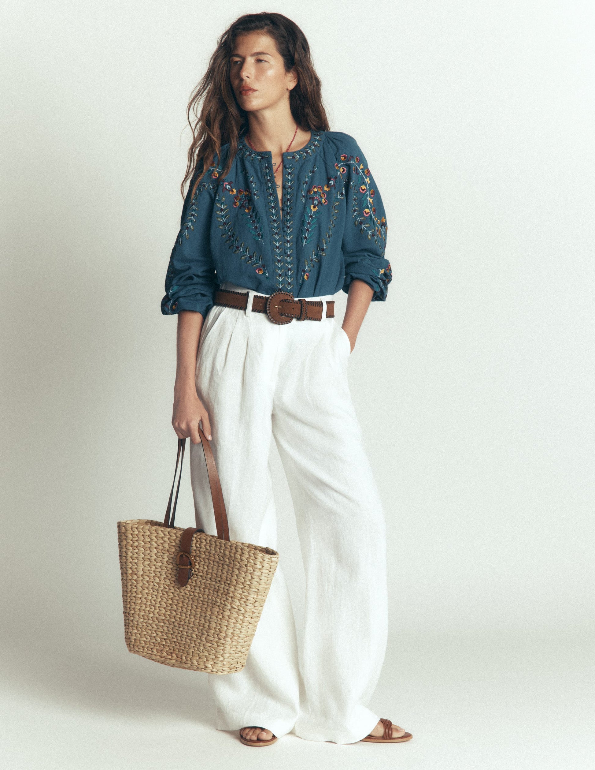 Besticktes Raglan-Oberteil-Blau-4