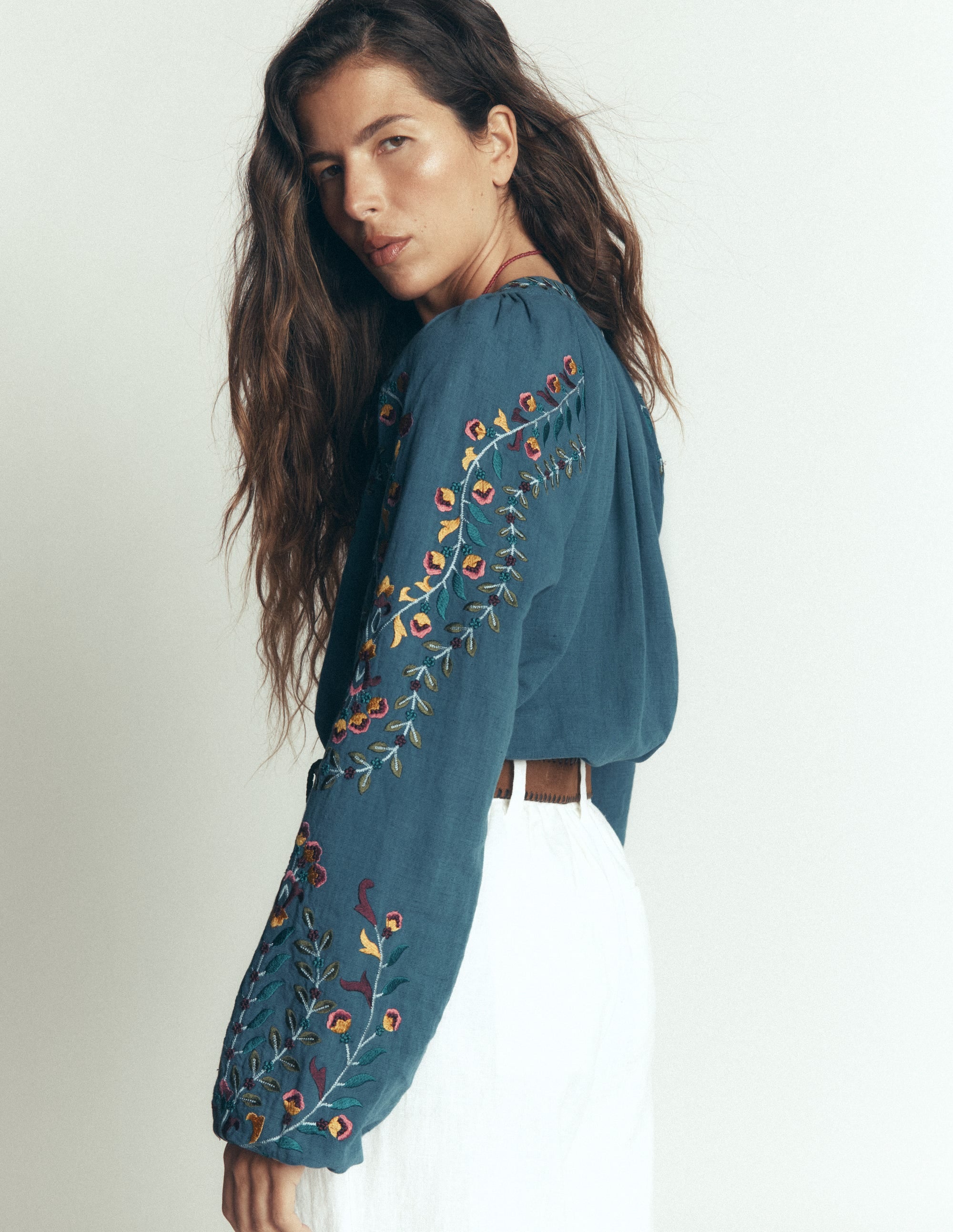 Besticktes Raglan-Oberteil-Blau - Image 6