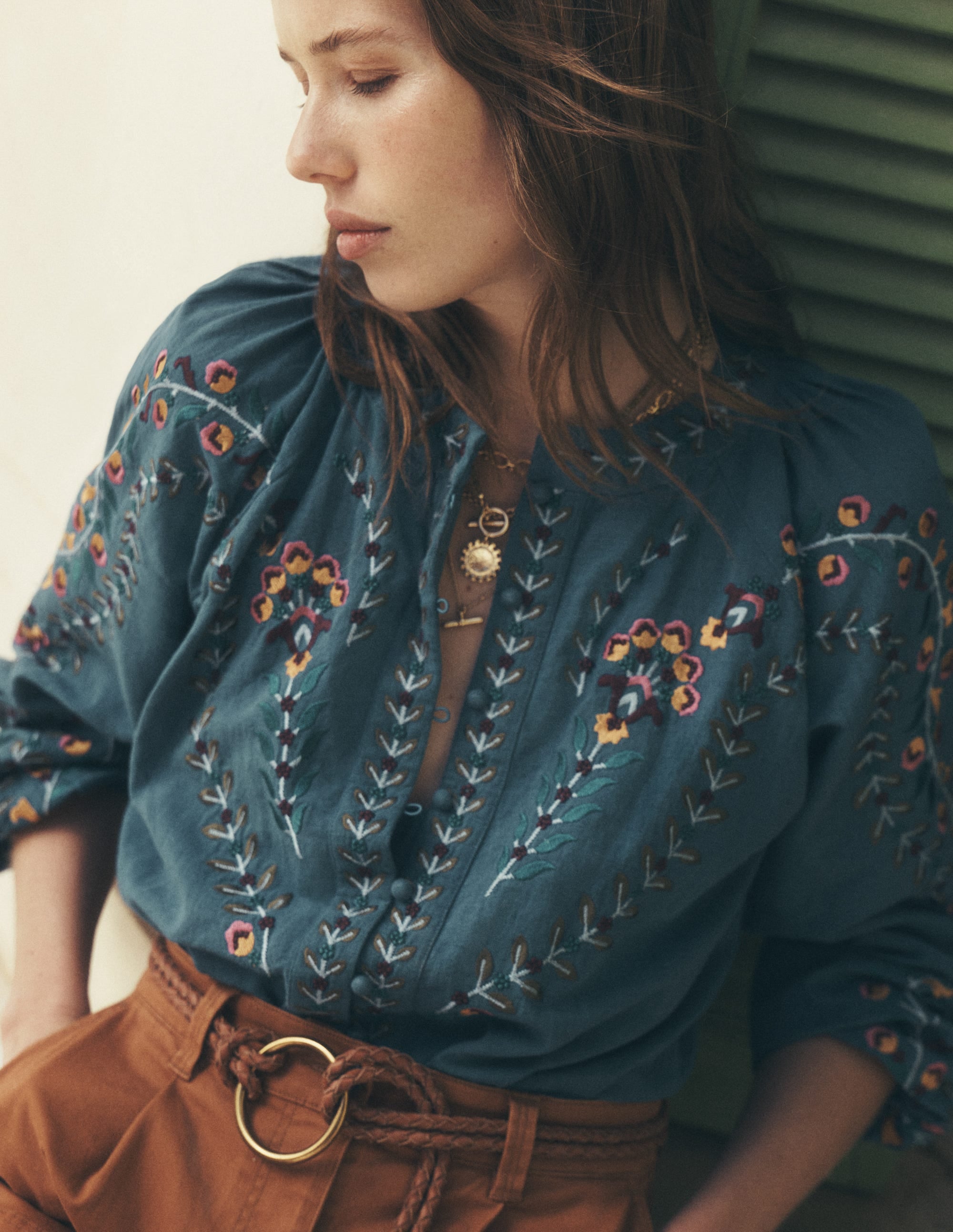 Besticktes Raglan-Oberteil-Blau - Image 1