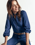 Erica Denim-Oberteil mit Rüschen-Medium Vintage