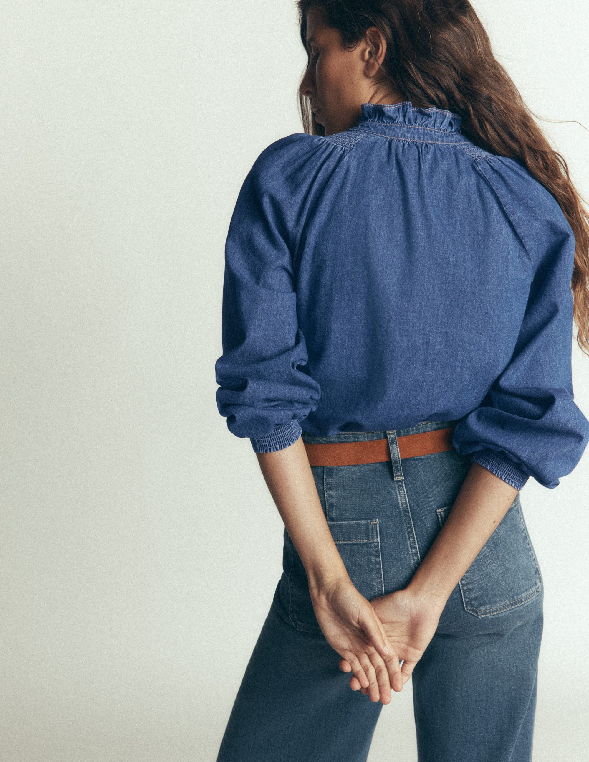 Erica Denim-Oberteil mit Rüschen-Medium Vintage - Image 3