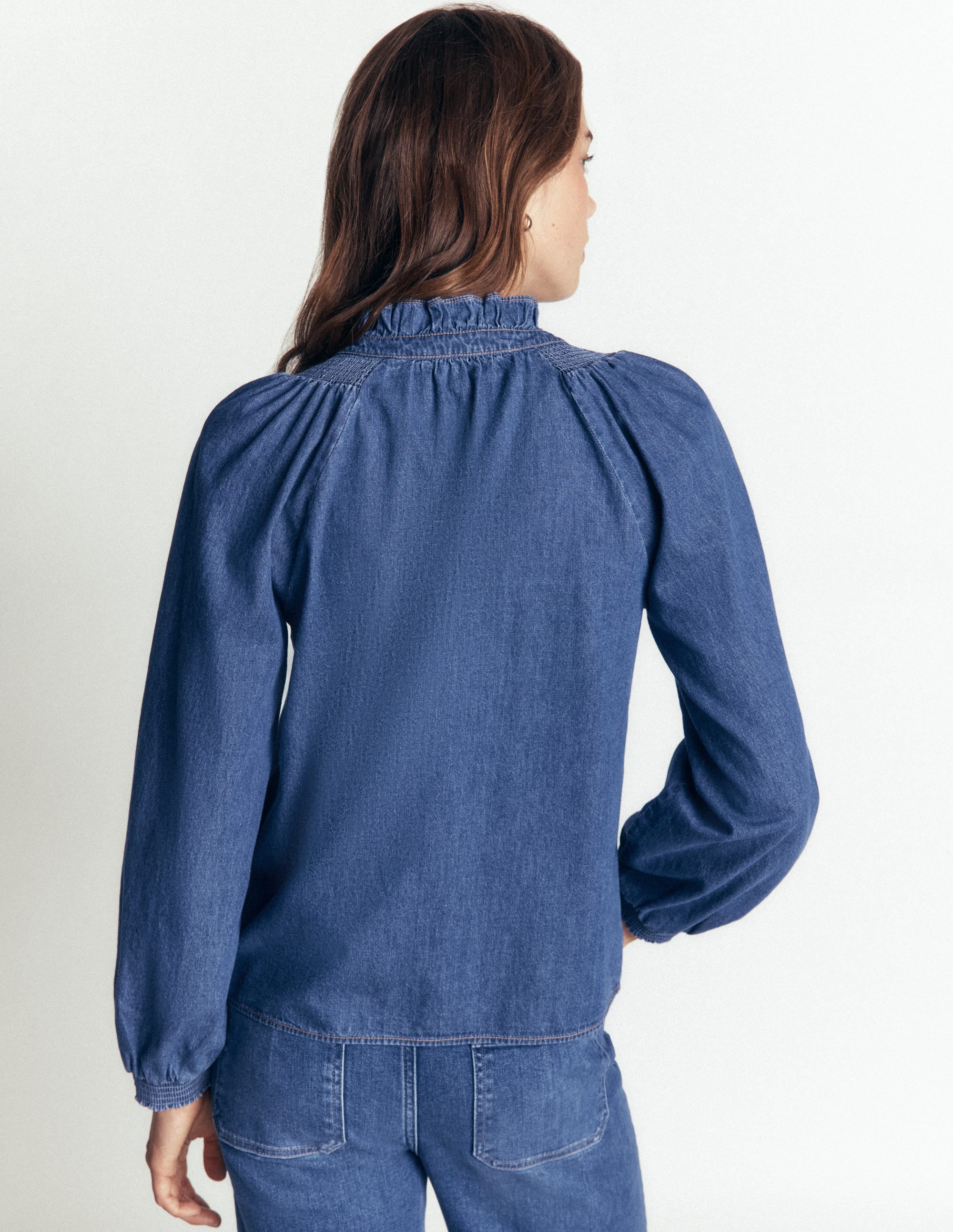 Erica Denim-Oberteil mit Rüschen-Medium Vintage - Image 3