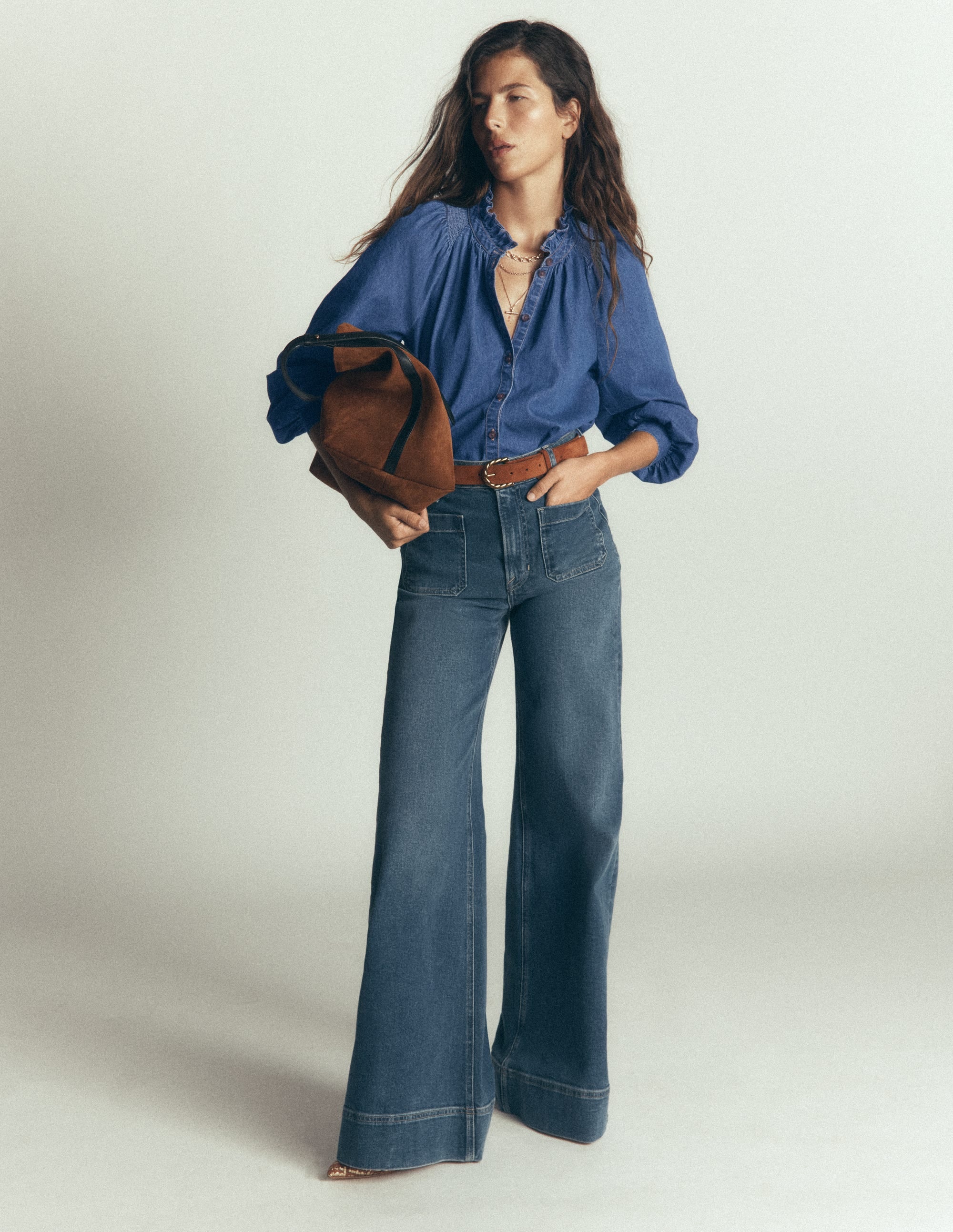 Erica Denim-Oberteil mit Rüschen-Medium Vintage - Image 4