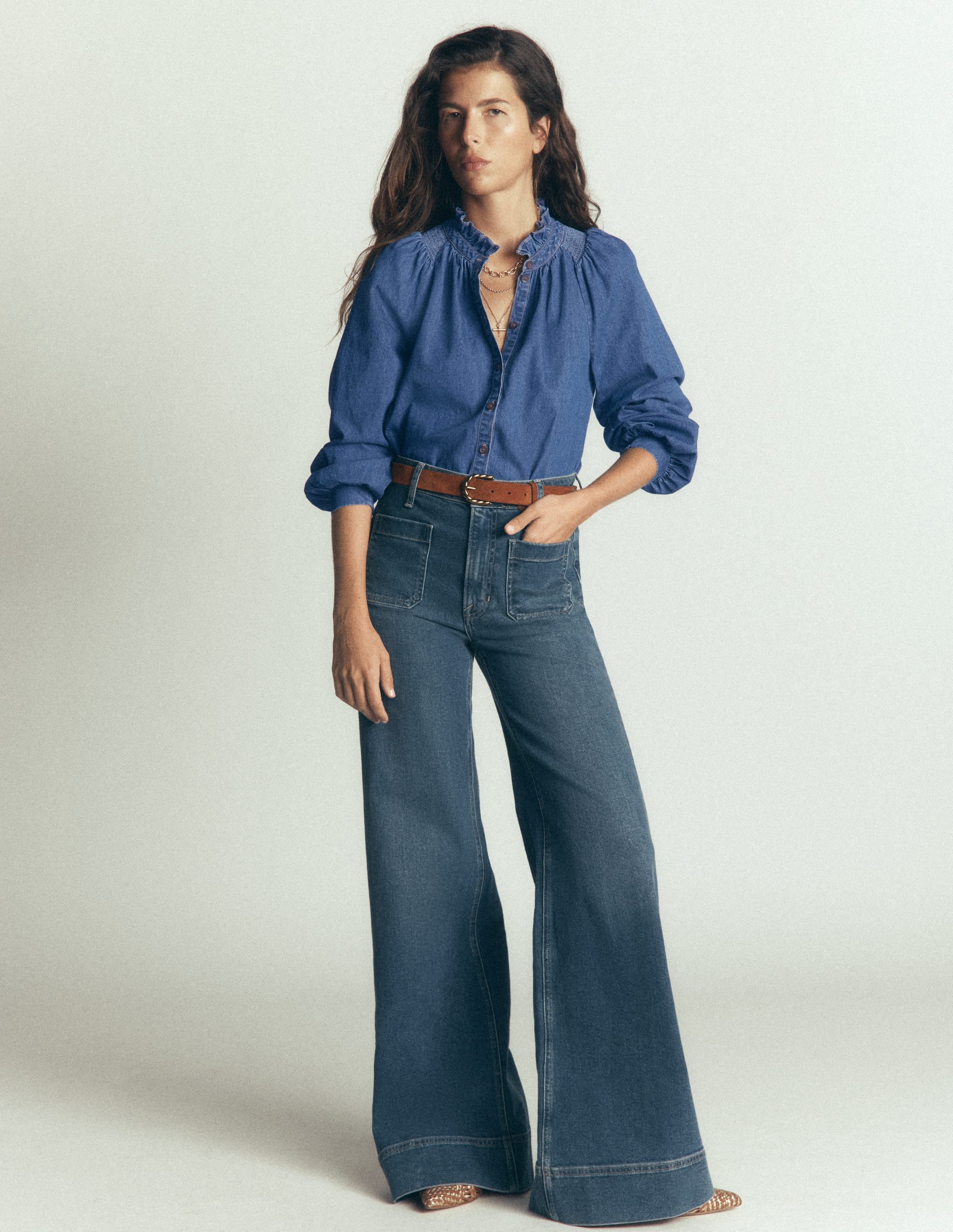 Erica Denim-Oberteil mit Rüschen-Medium Vintage - Image 5