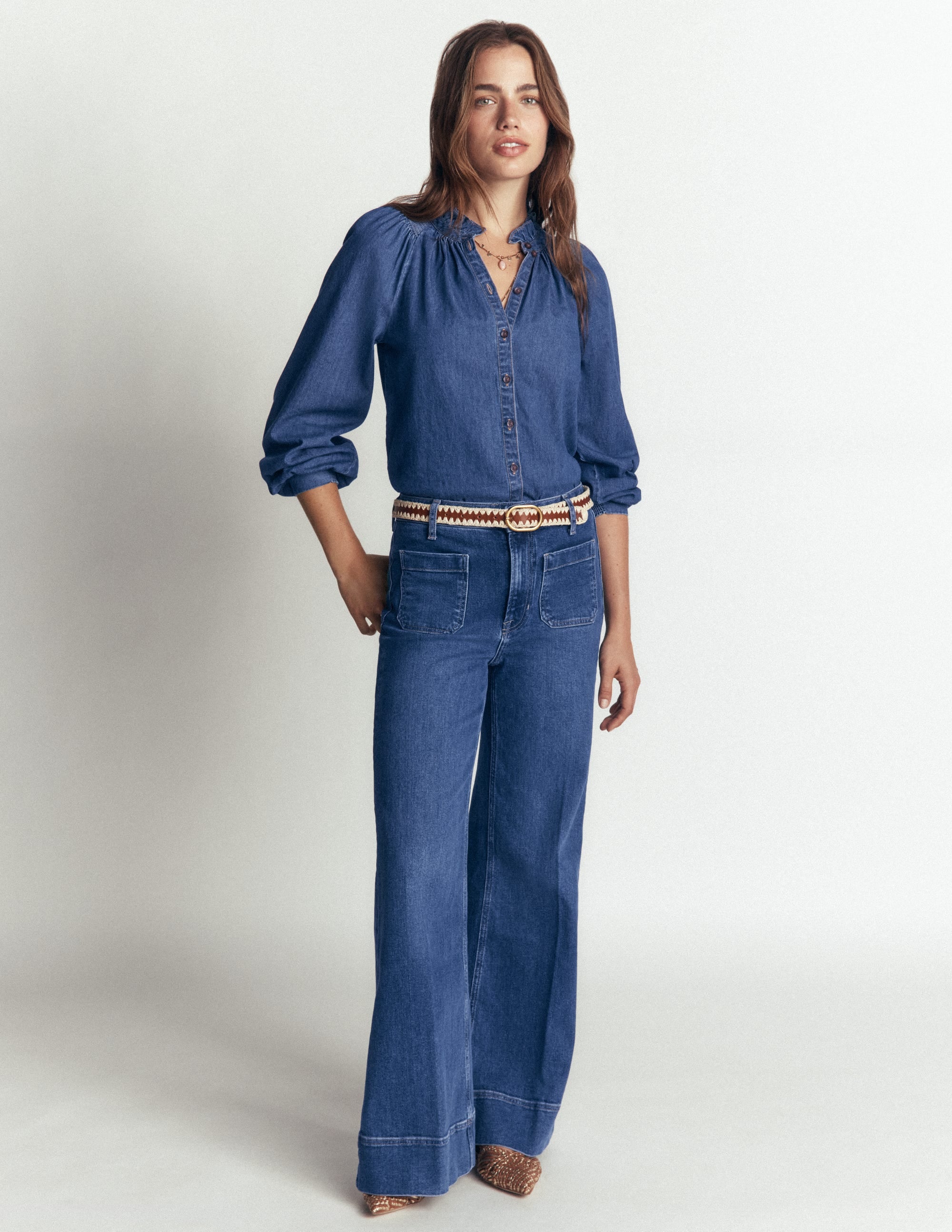 Erica Denim-Oberteil mit Rüschen-Medium Vintage - Image 4