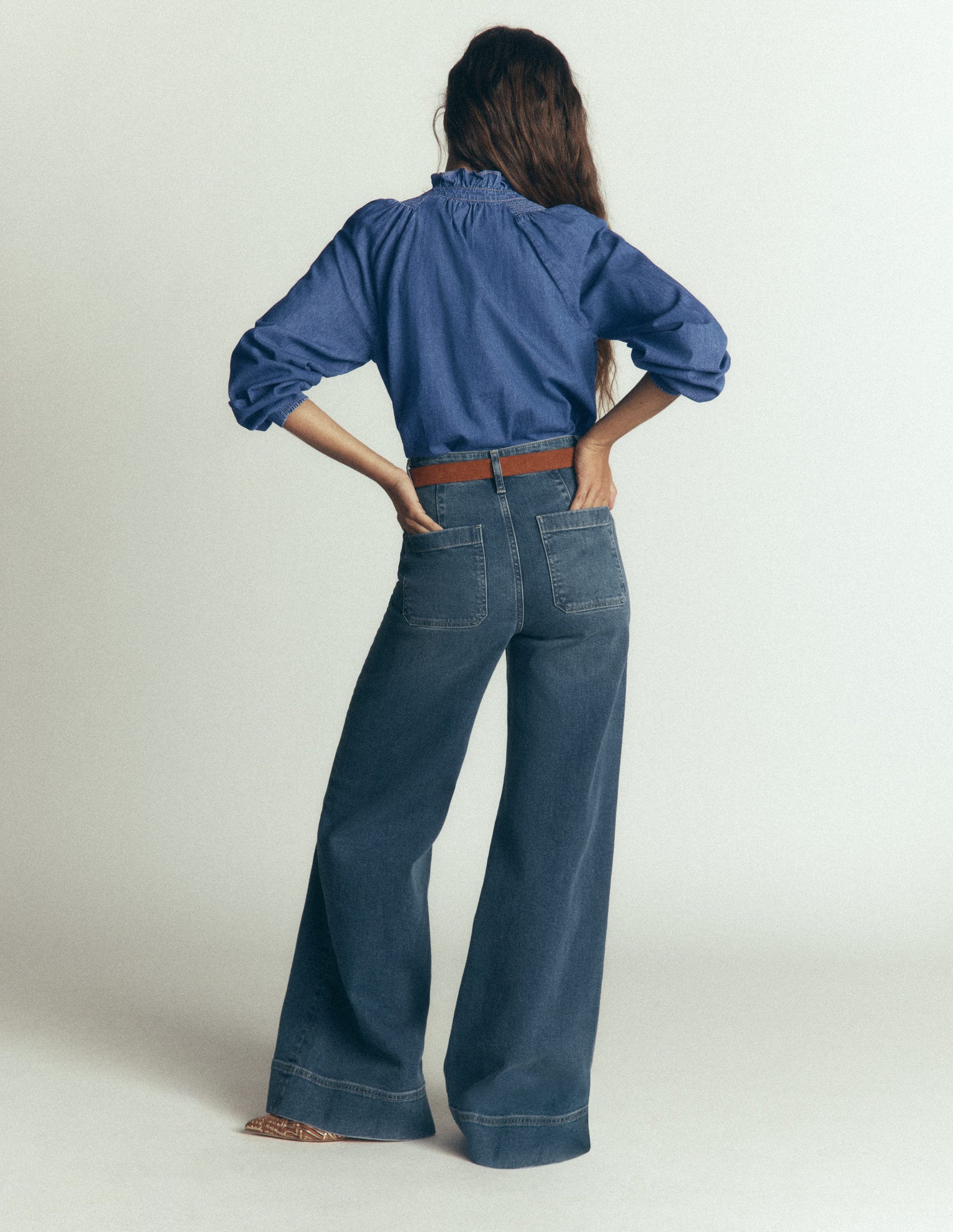 Erica Denim-Oberteil mit Rüschen-Medium Vintage-6