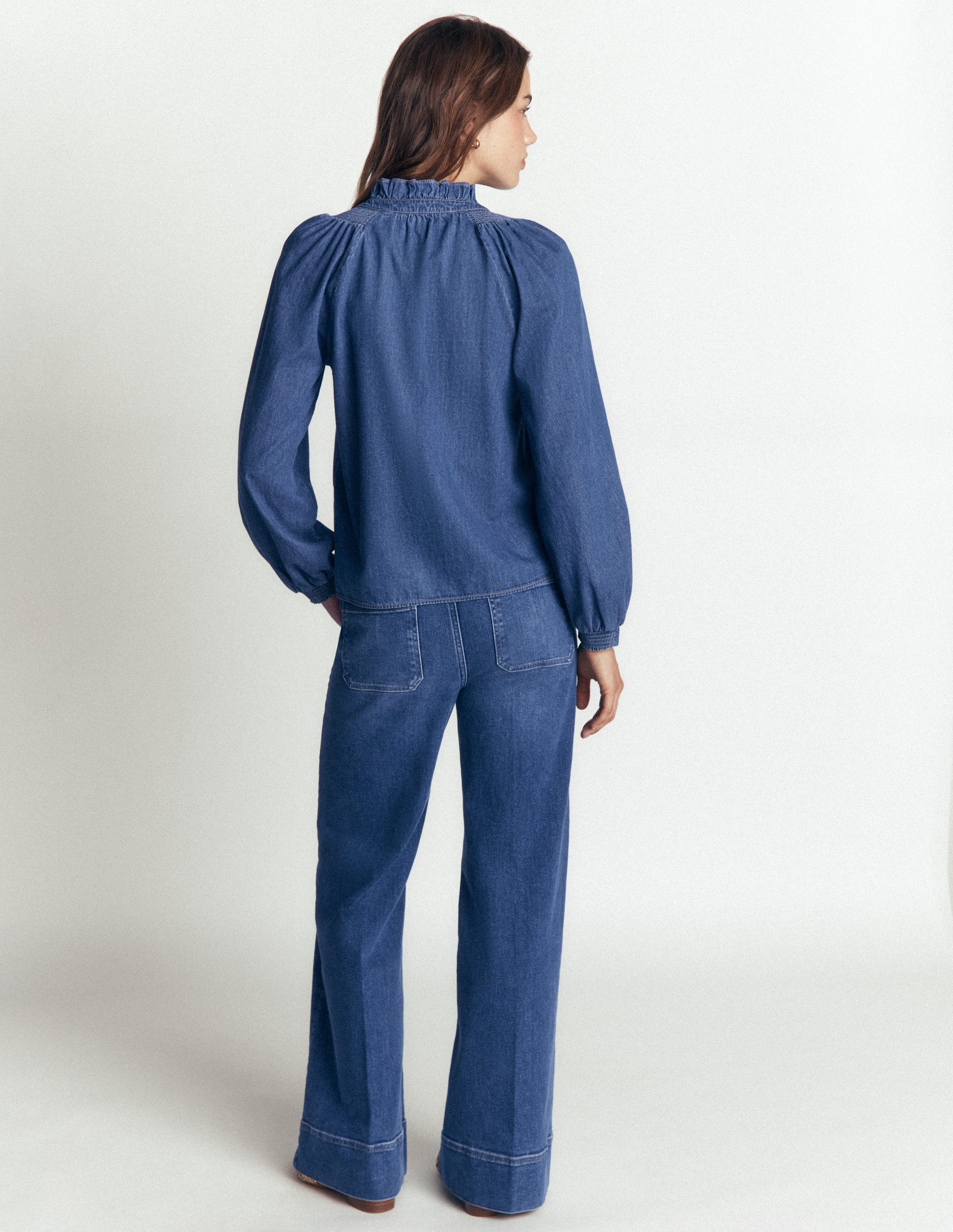 Erica Denim-Oberteil mit Rüschen-Medium Vintage-5