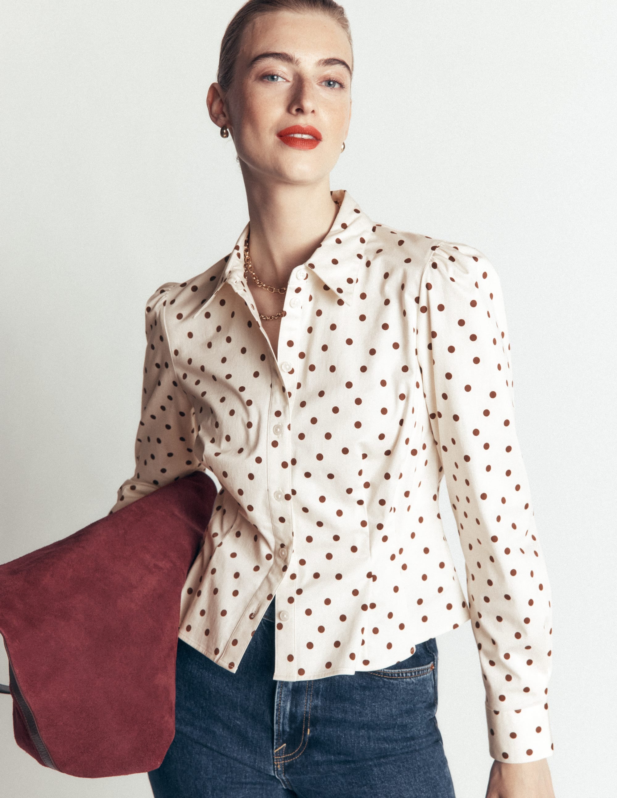 Julia Baumwollhemd mit Abnähern-Naturweiß, Boden-Punkte - Image 4