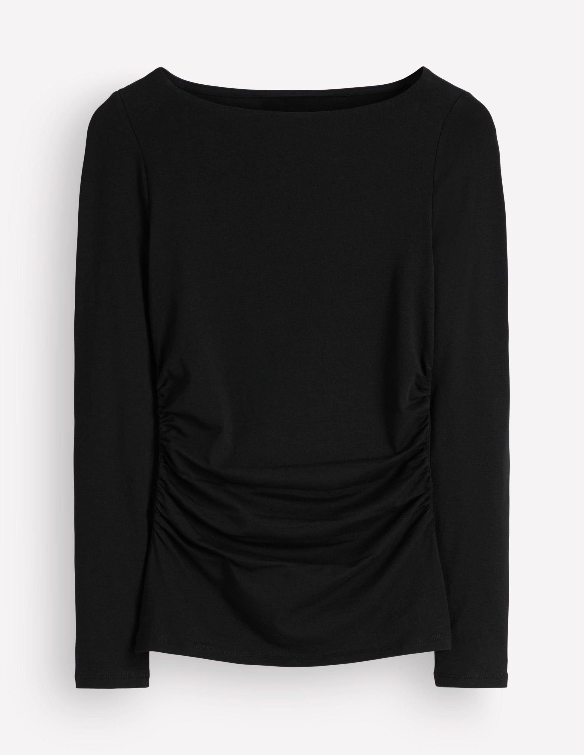 Gerafftes Langarmshirt-Schwarz-5