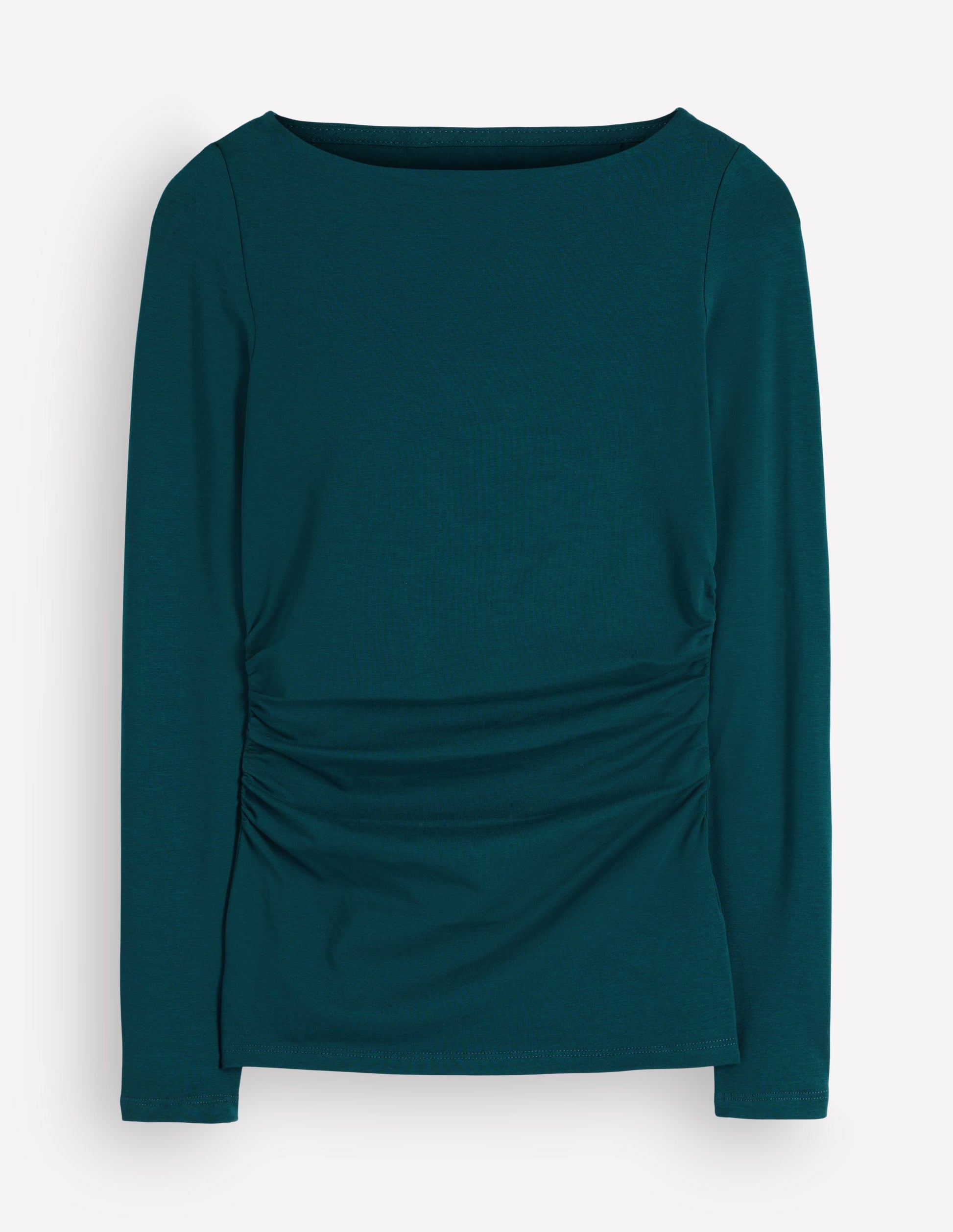 Gerafftes Langarmshirt-Mitternachtsblaugrün-5