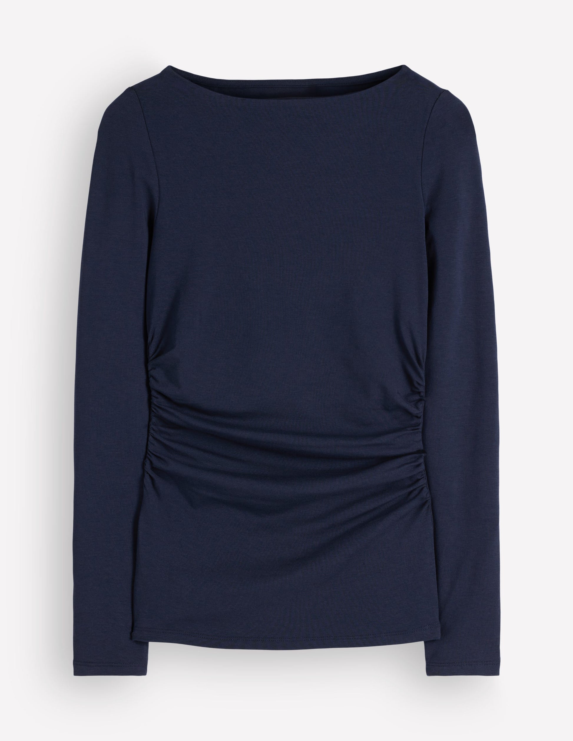 Gerafftes Langarmshirt-Marineblau-7