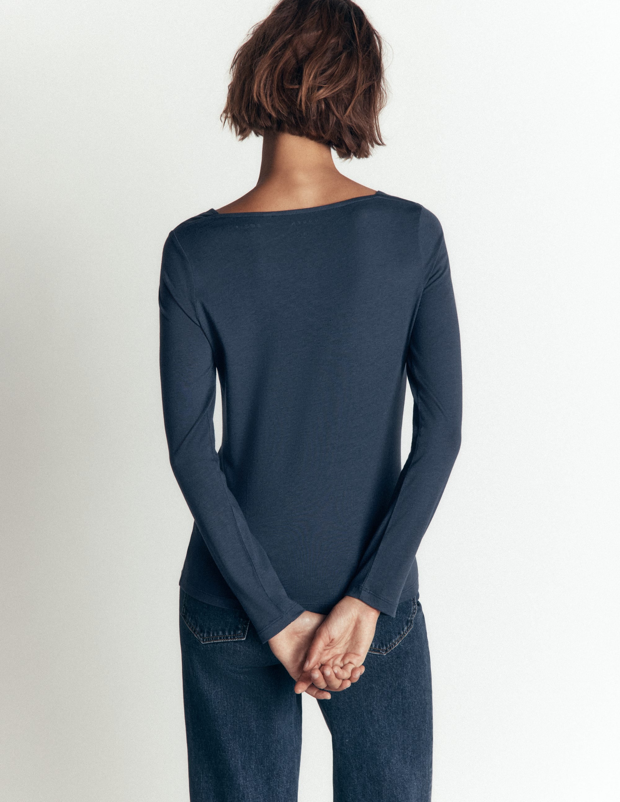 Langarmshirt mit eckigem Ausschnitt-Mitternachtsmeer - Image 3
