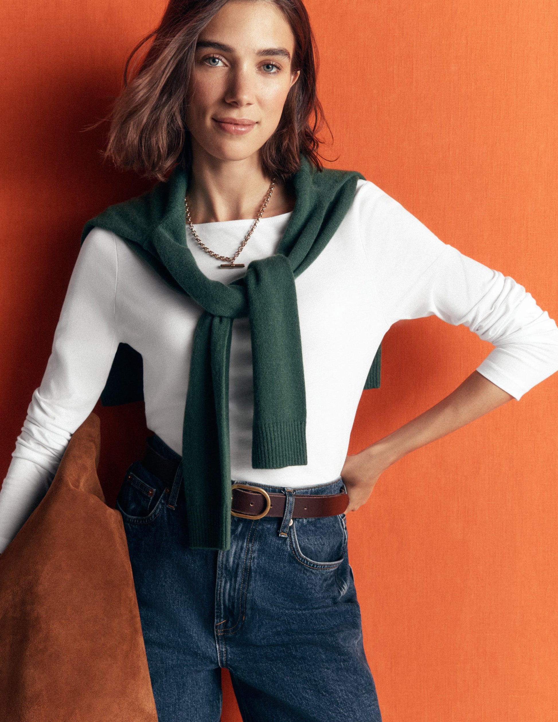 Langarmshirt mit eckigem Ausschnitt-Weiß-1