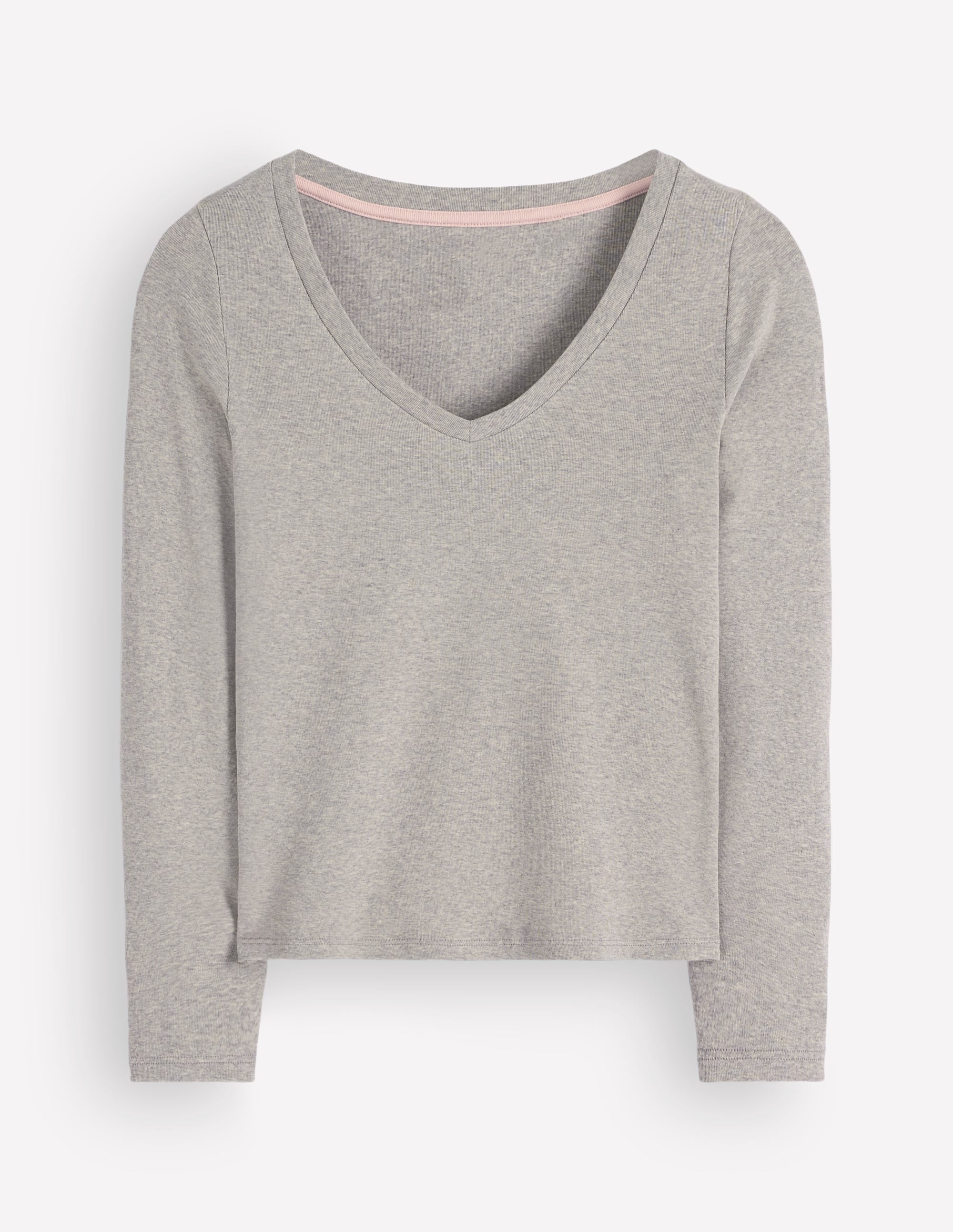 Annie Essential V Neck Top-Grey Marl - Image 5