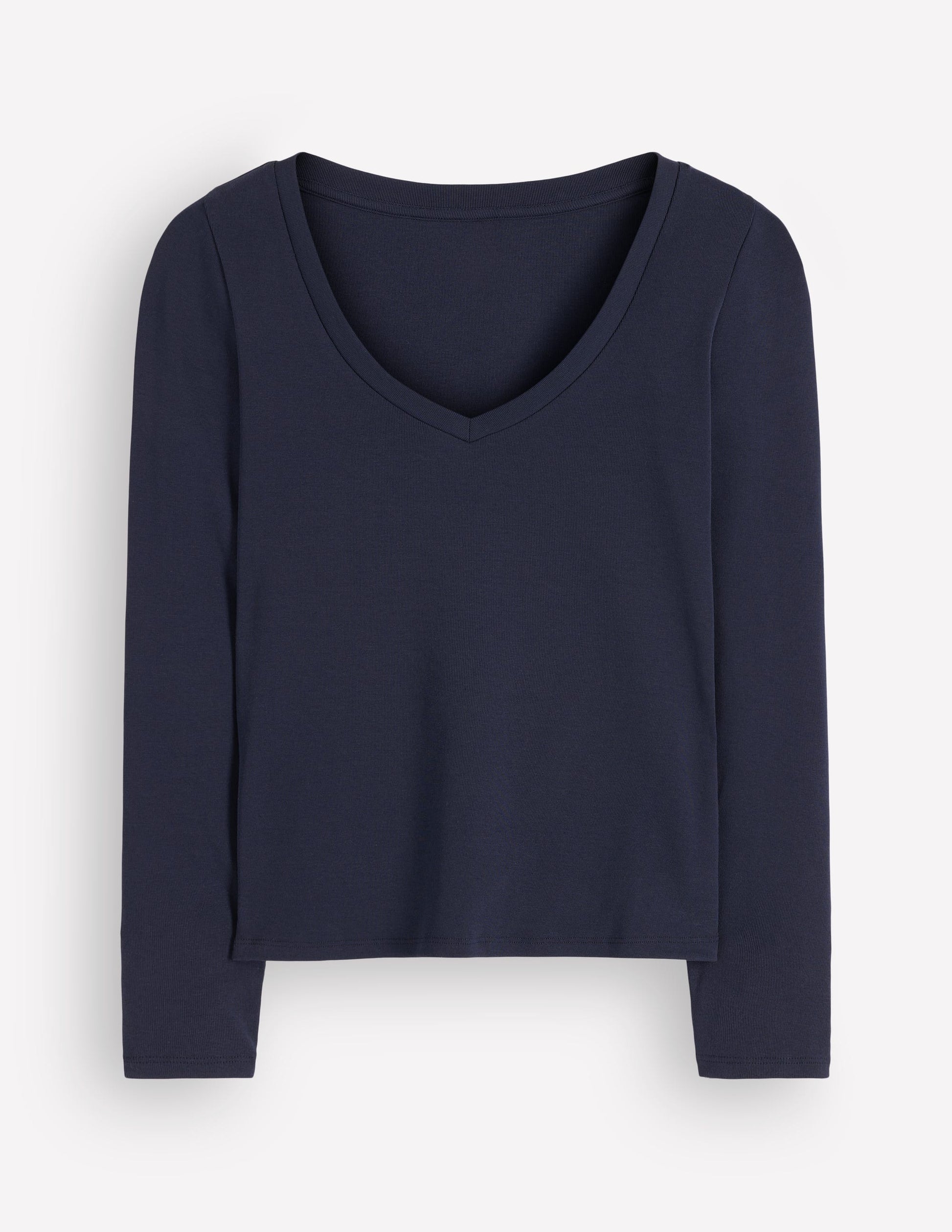 Basic-Oberteil mit V-Ausschnitt-Marineblau-5